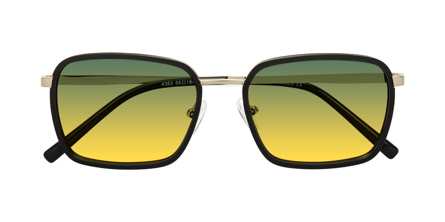 Folded Front of Sunflower in Black-Gold with Green / Yellow Gradient Lenses