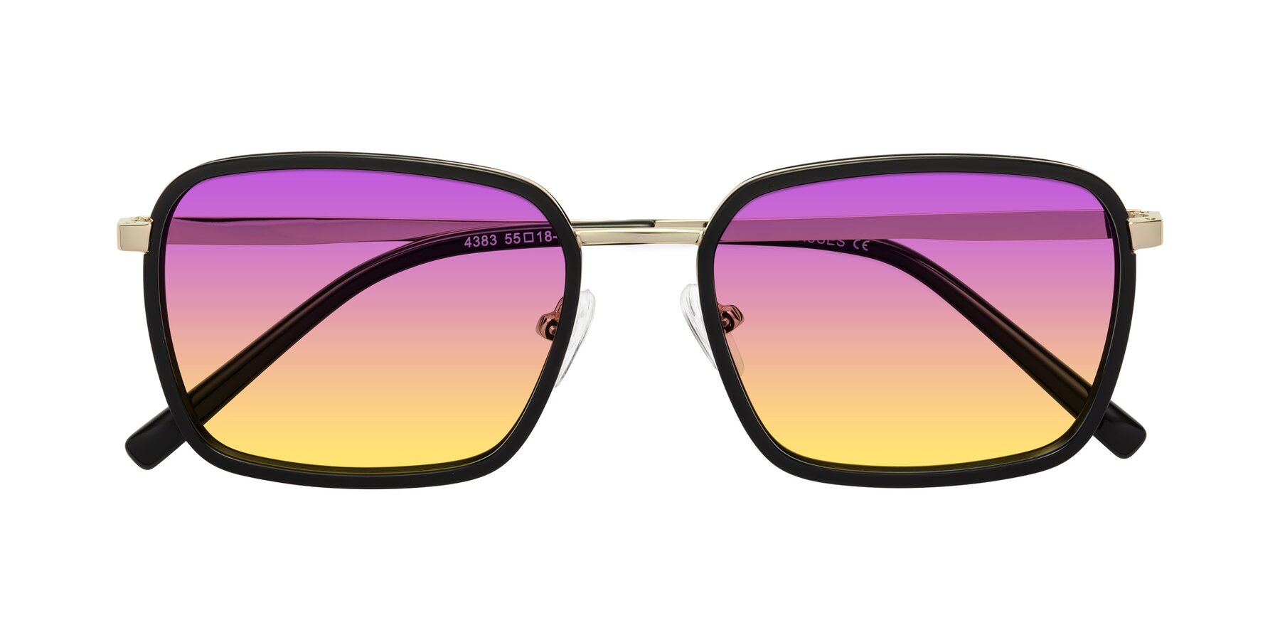 Folded Front of Sunflower in Black-Gold with Purple / Yellow Gradient Lenses