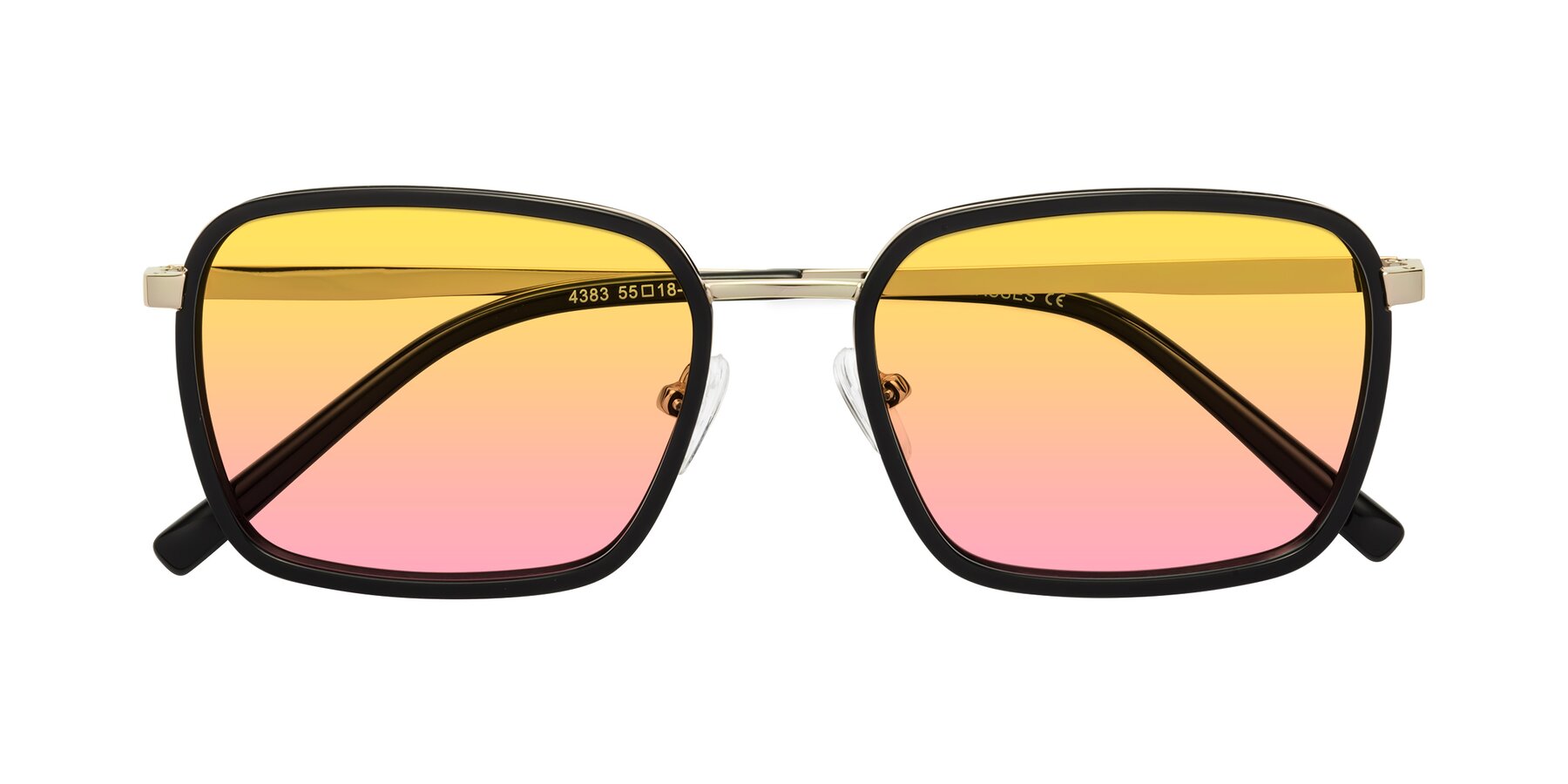 Folded Front of Sunflower in Black-Gold with Yellow / Pink Gradient Lenses