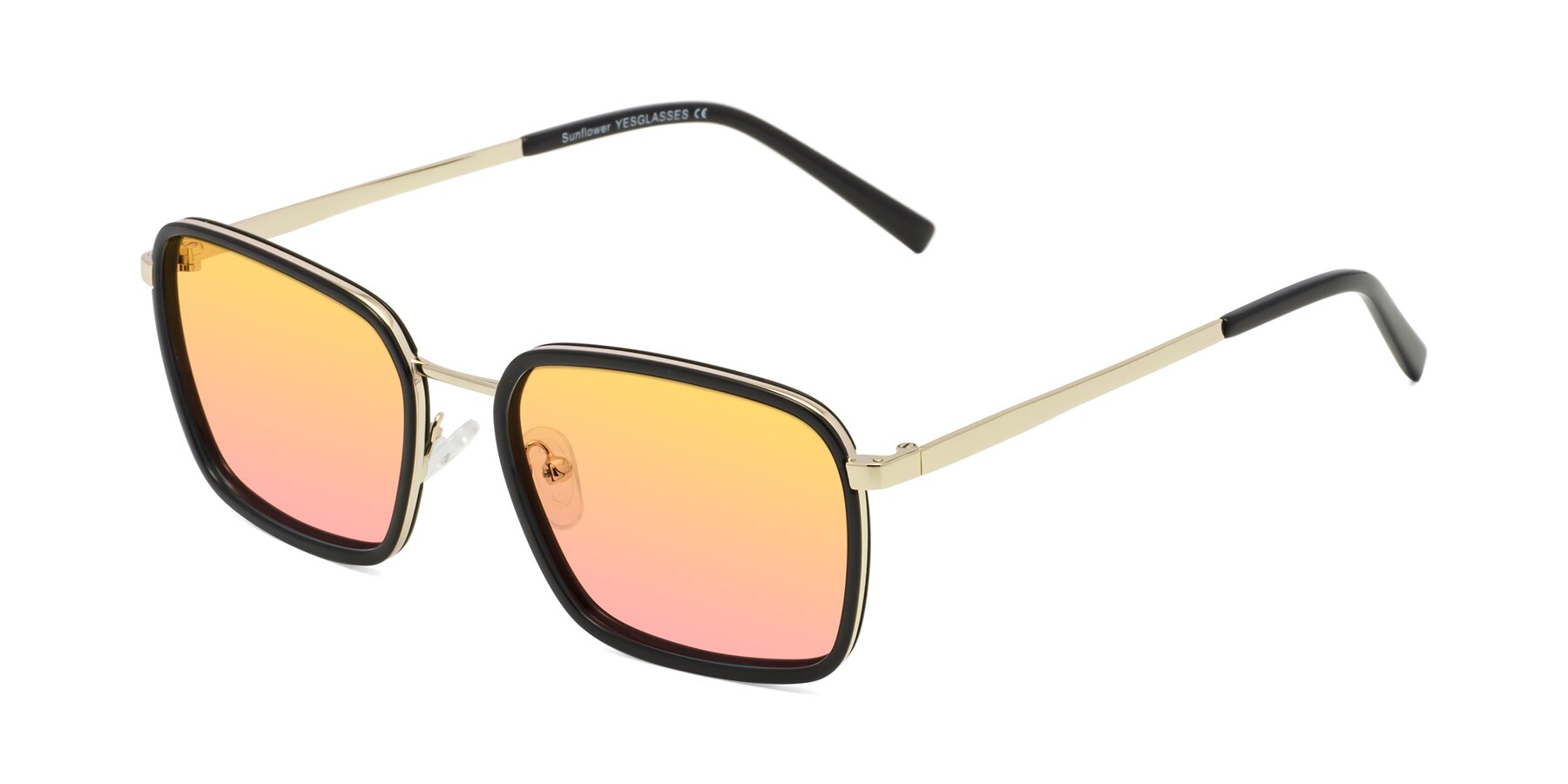 Angle of Sunflower in Black-Gold with Yellow / Pink Gradient Lenses