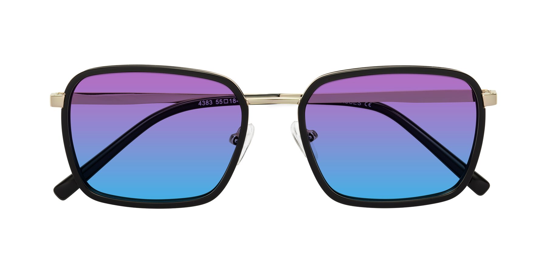 Folded Front of Sunflower in Black-Gold with Purple / Blue Gradient Lenses