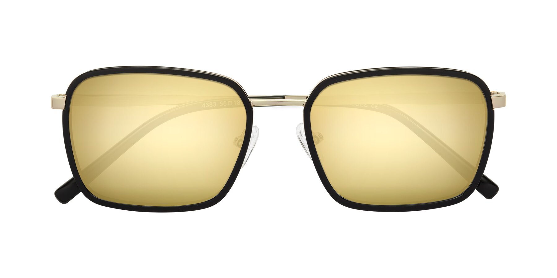 Folded Front of Sunflower in Black-Gold with Gold Mirrored Lenses