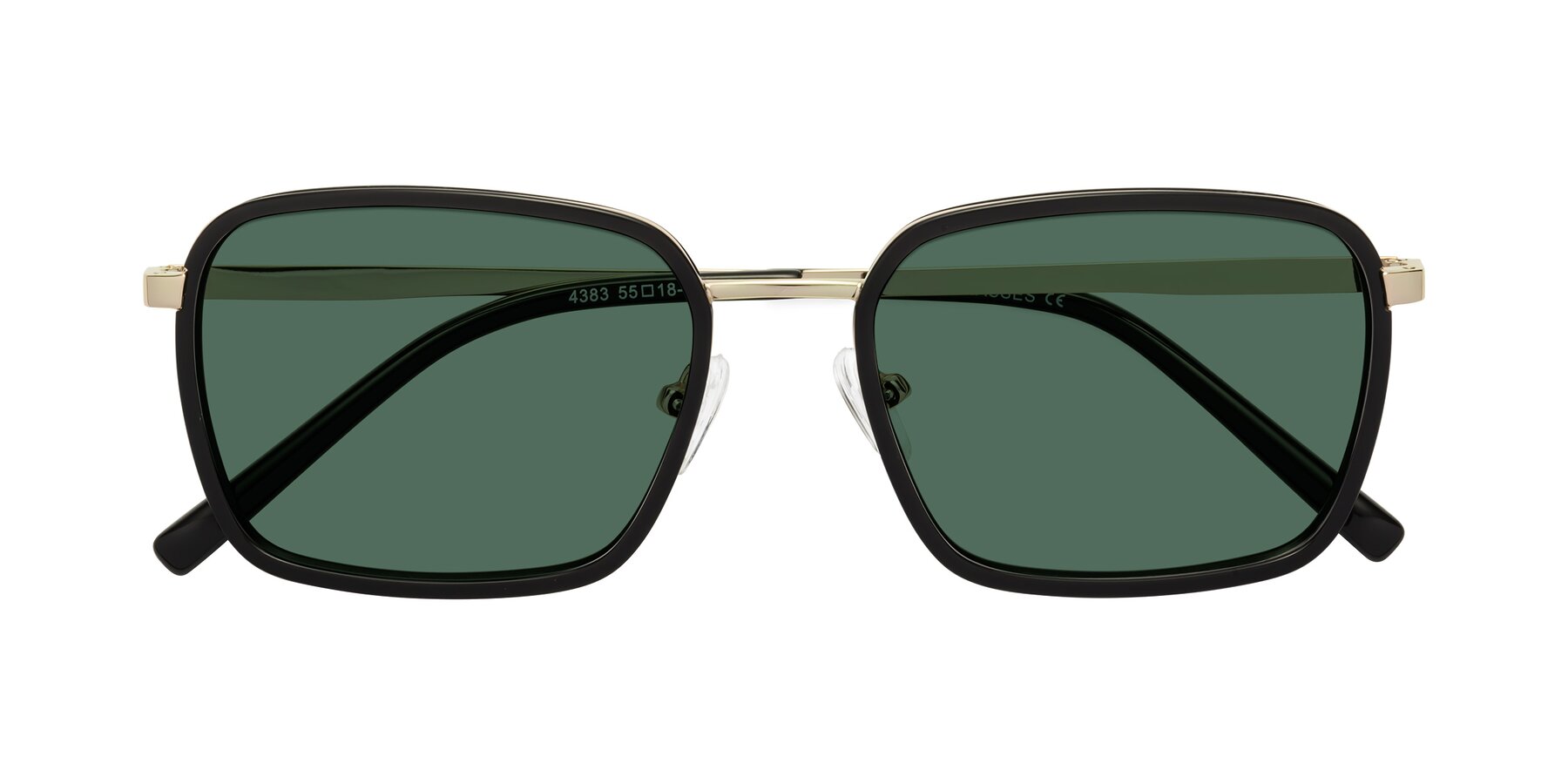 Folded Front of Sunflower in Black-Gold with Green Polarized Lenses