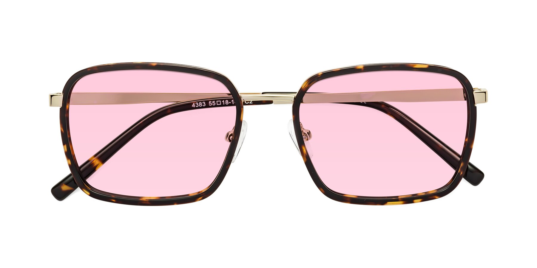 Folded Front of Sunflower in Tortoise-Gold with Light Pink Tinted Lenses