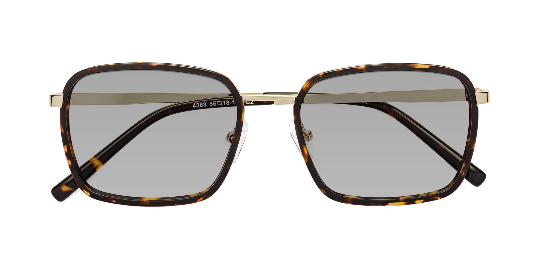 Folded Front of Sunflower in Tortoise-Gold with Light Gray Tinted Lenses