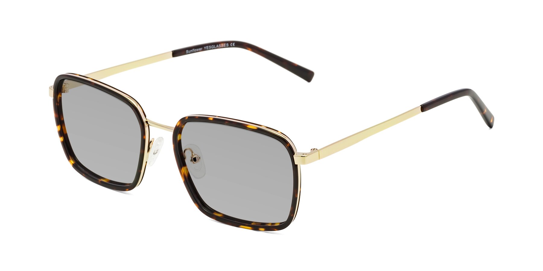 Angle of Sunflower in Tortoise-Gold with Light Gray Tinted Lenses