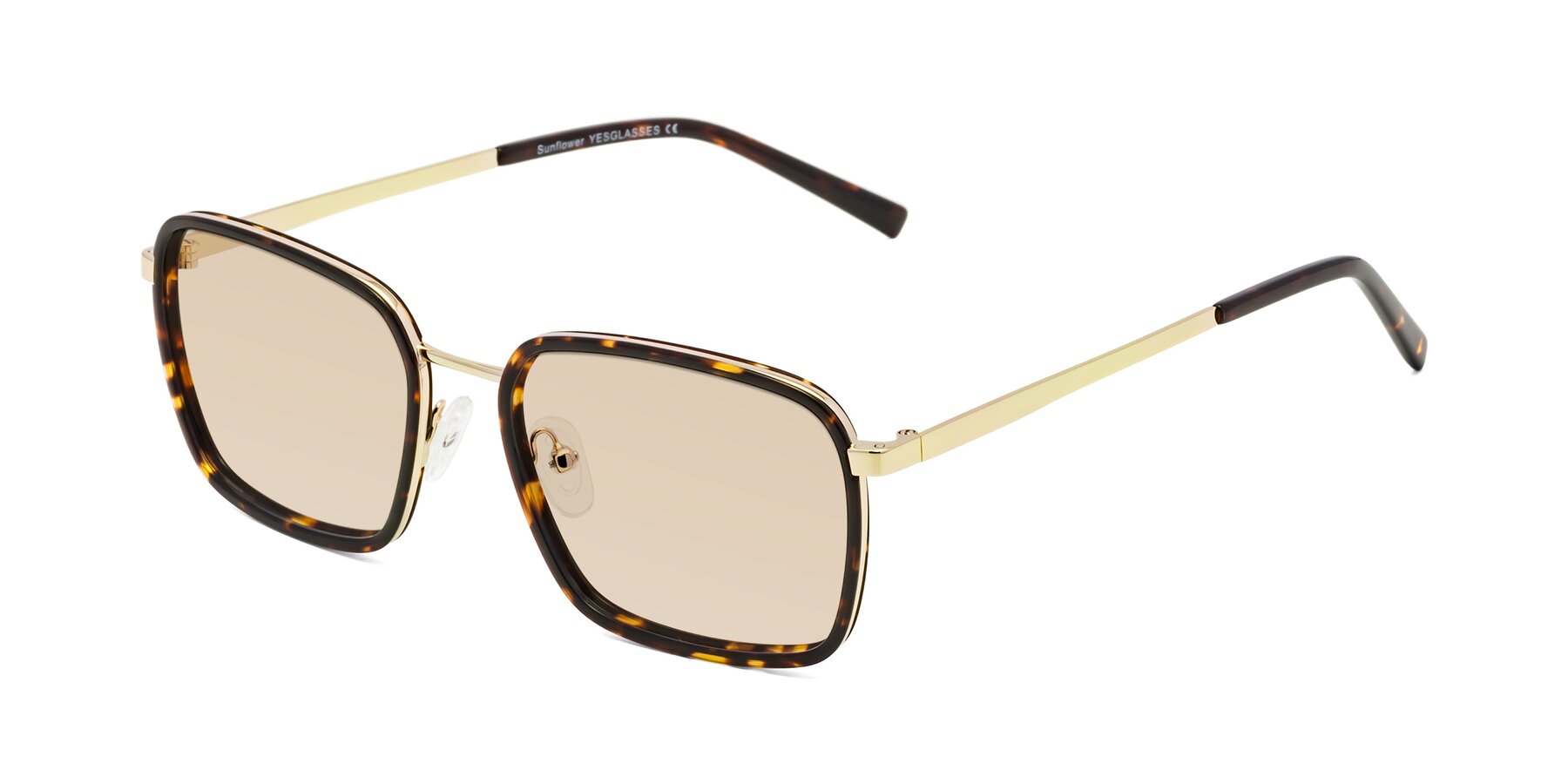 Angle of Sunflower in Tortoise-Gold with Light Brown Tinted Lenses