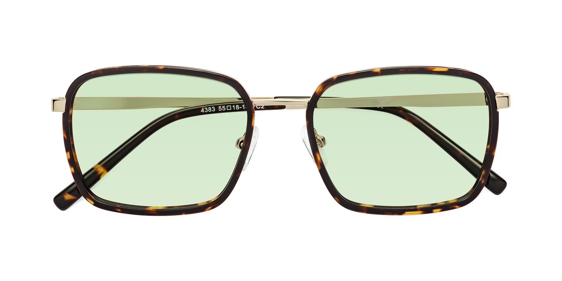 Folded Front of Sunflower in Tortoise-Gold with Light Green Tinted Lenses