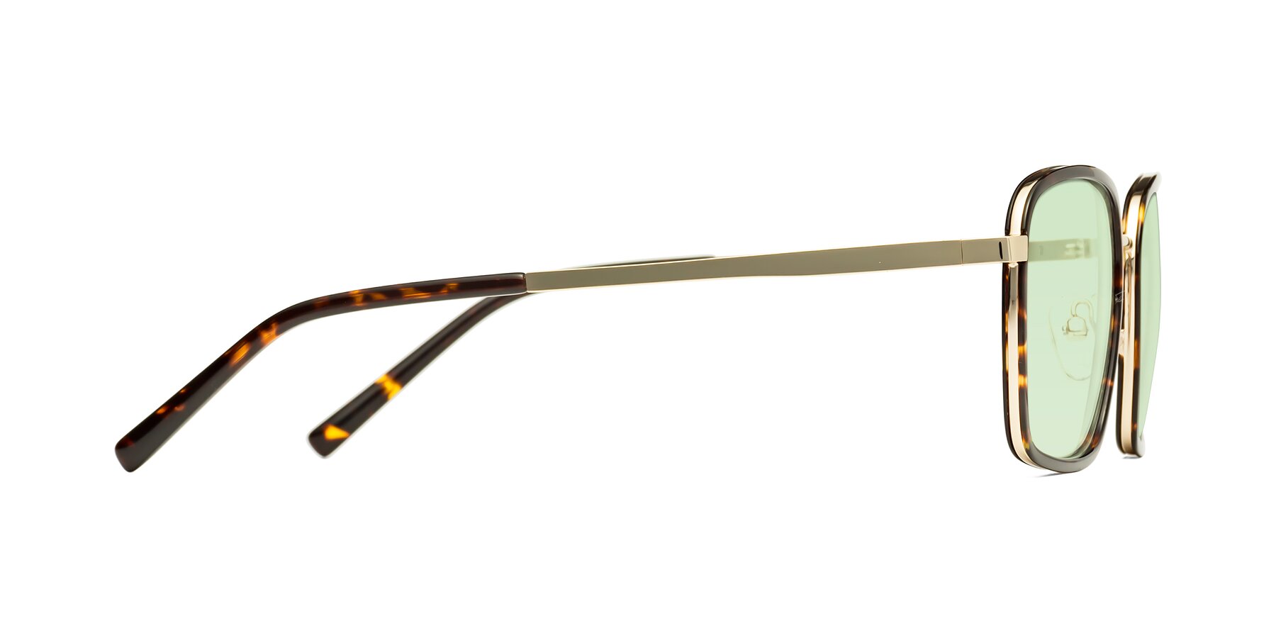 Side of Sunflower in Tortoise-Gold with Light Green Tinted Lenses