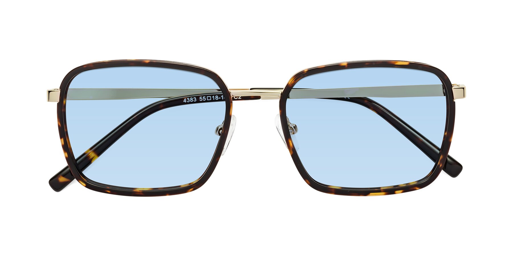 Folded Front of Sunflower in Tortoise-Gold with Light Blue Tinted Lenses