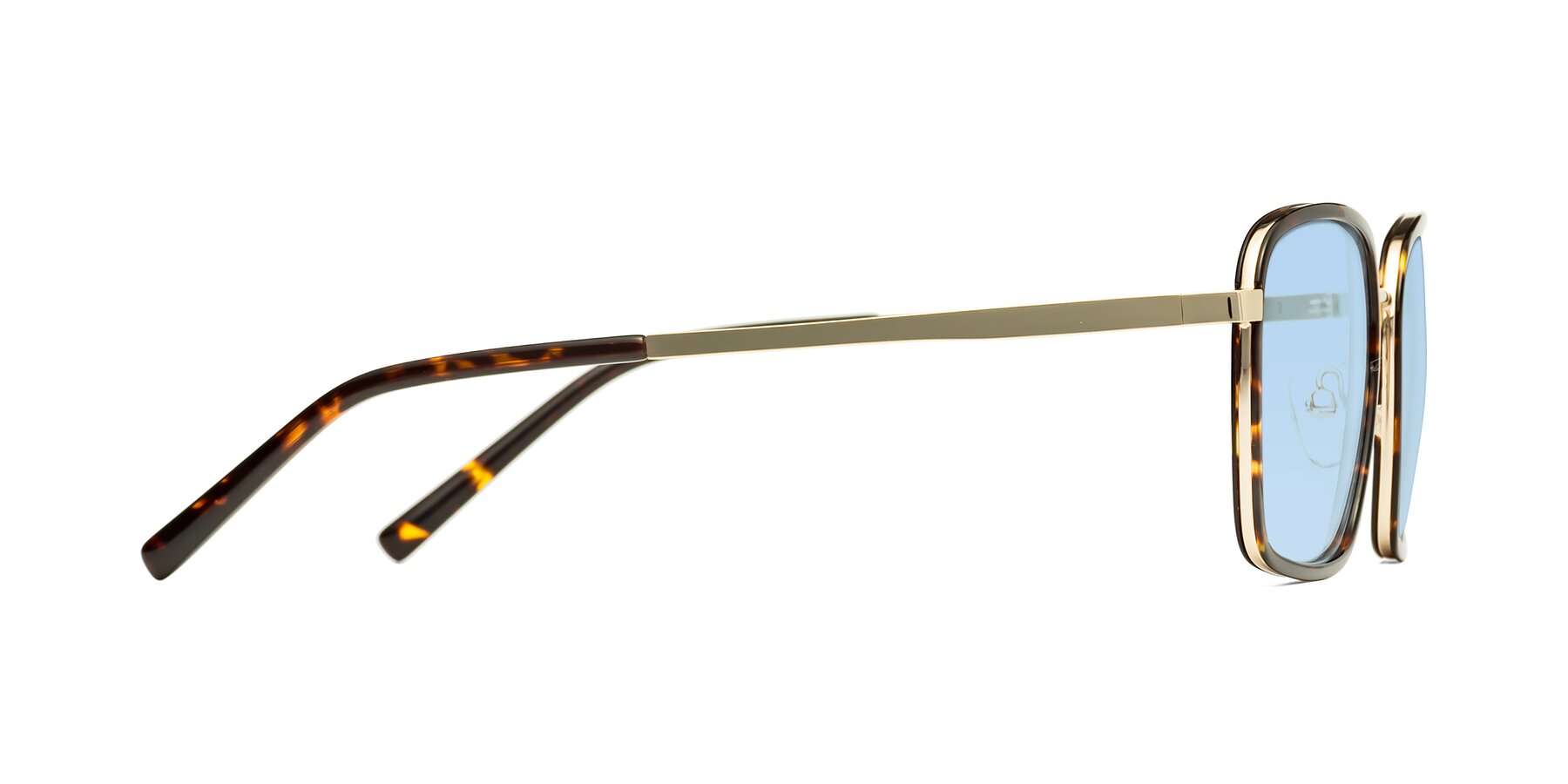 Side of Sunflower in Tortoise-Gold with Light Blue Tinted Lenses