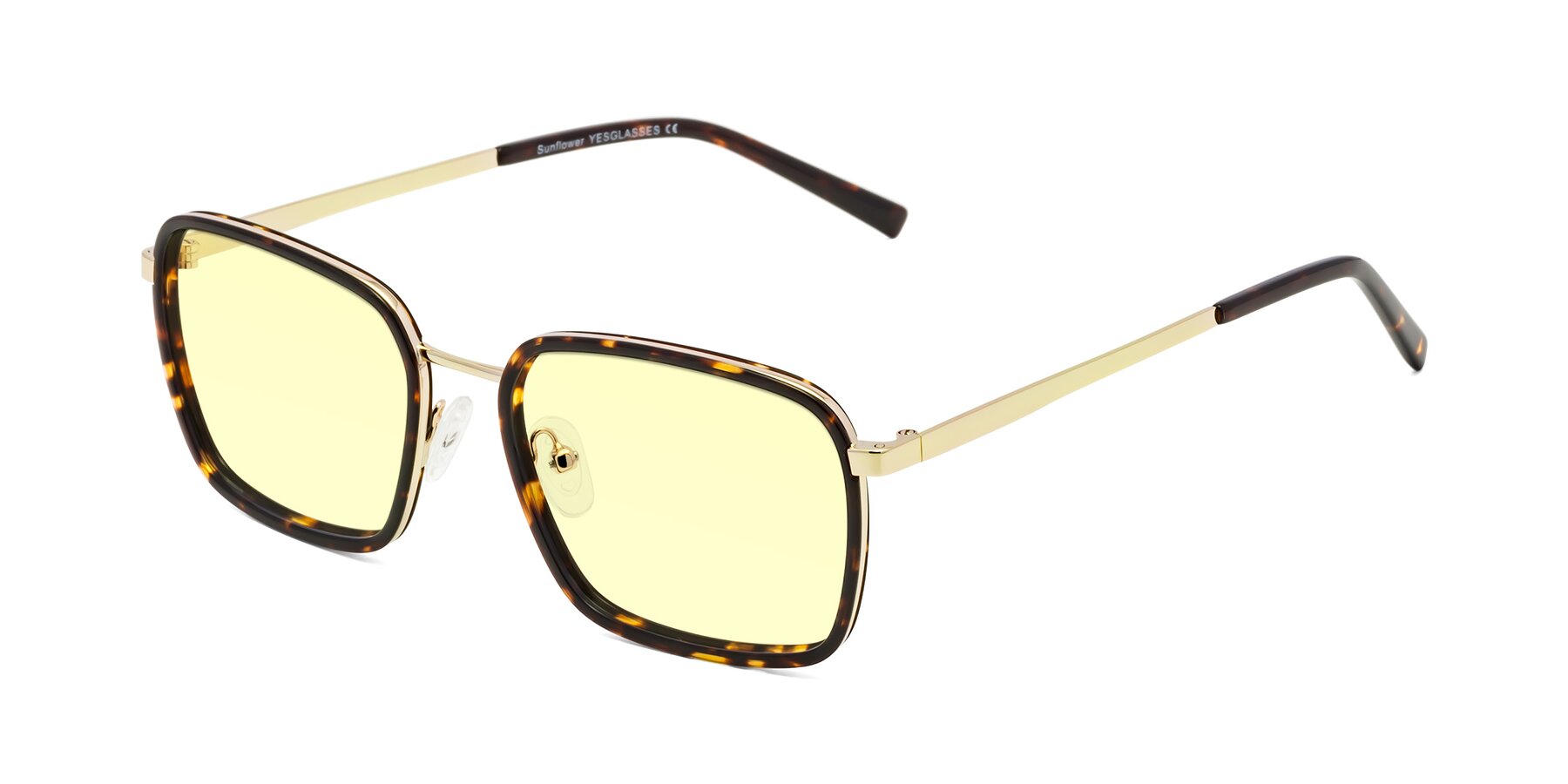 Angle of Sunflower in Tortoise-Gold with Light Yellow Tinted Lenses