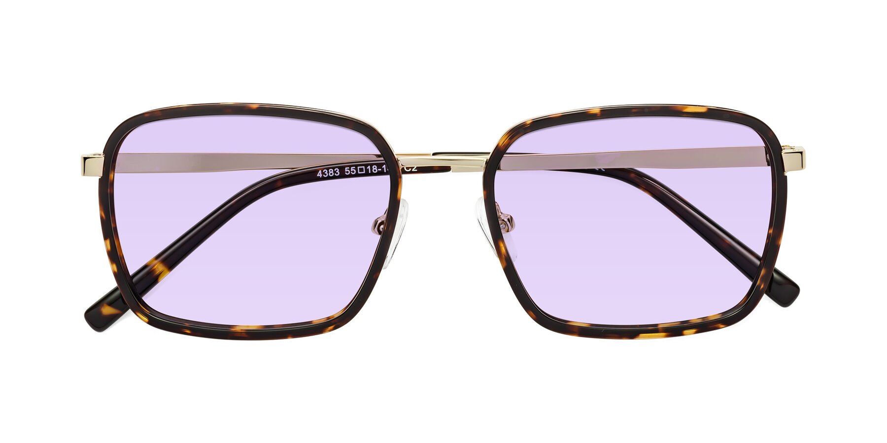 Folded Front of Sunflower in Tortoise-Gold with Light Purple Tinted Lenses