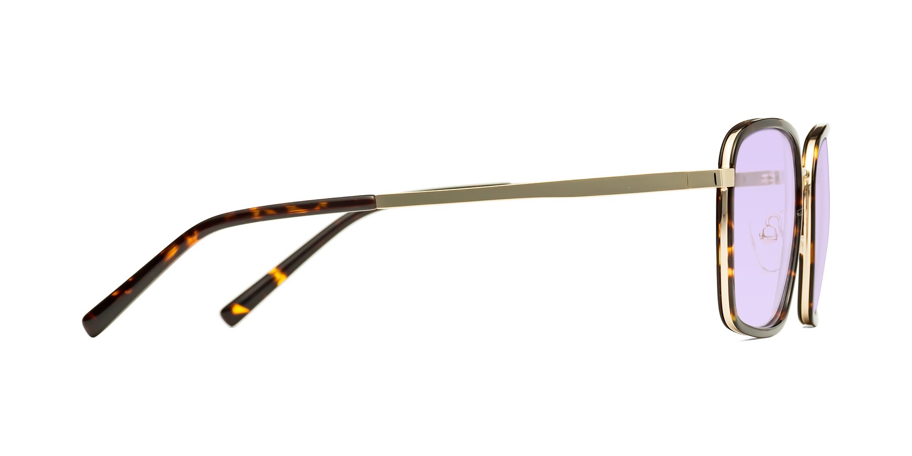 Side of Sunflower in Tortoise-Gold with Light Purple Tinted Lenses