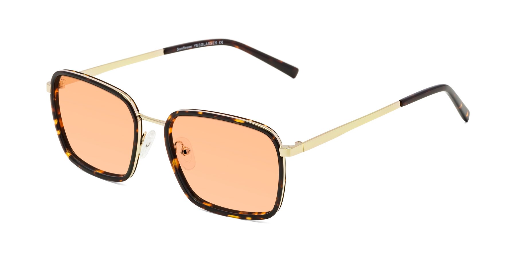 Angle of Sunflower in Tortoise-Gold with Light Orange Tinted Lenses