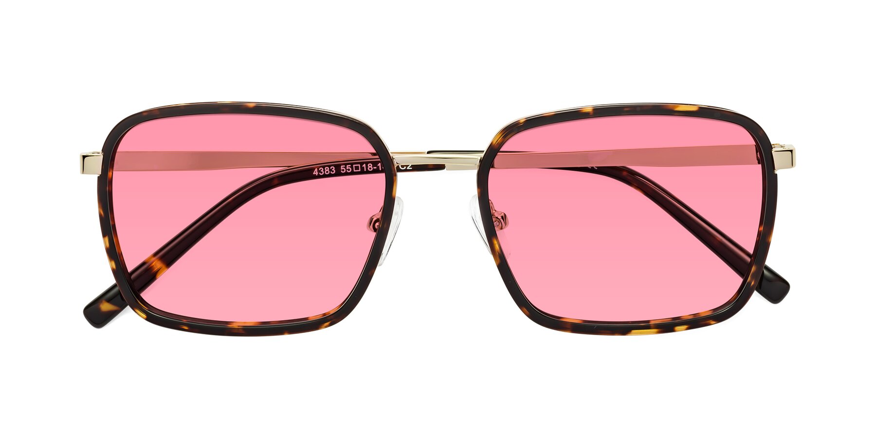 Folded Front of Sunflower in Tortoise-Gold with Pink Tinted Lenses
