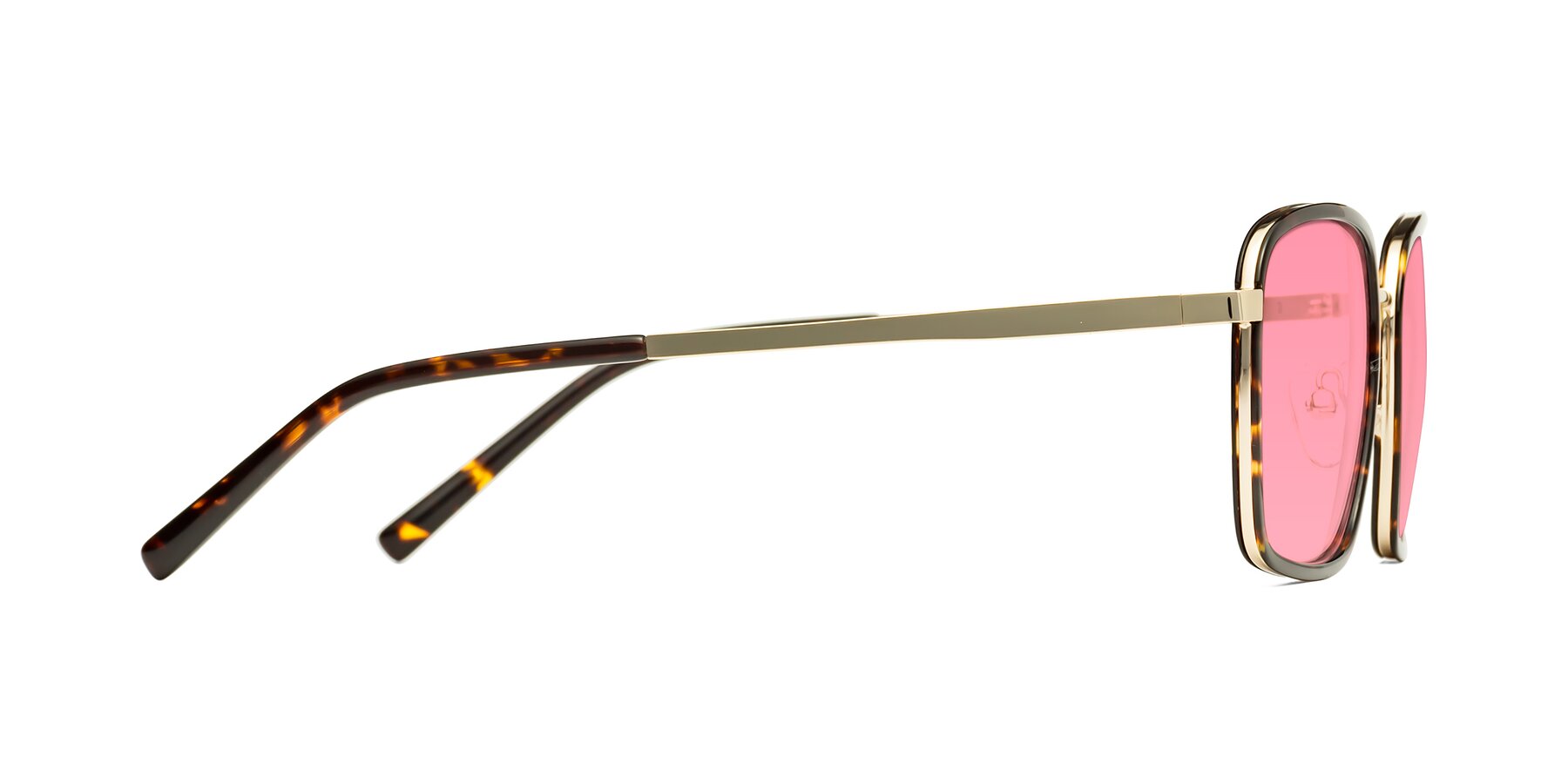 Side of Sunflower in Tortoise-Gold with Pink Tinted Lenses