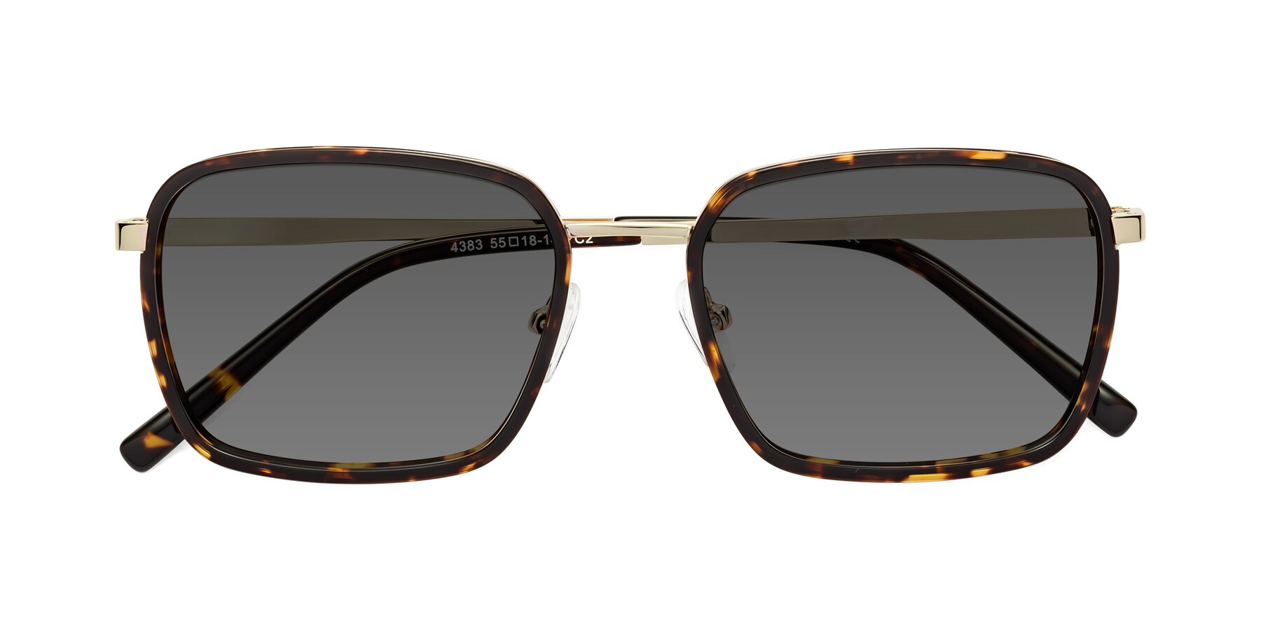 Folded Front of Sunflower in Tortoise-Gold with Medium Gray Tinted Lenses