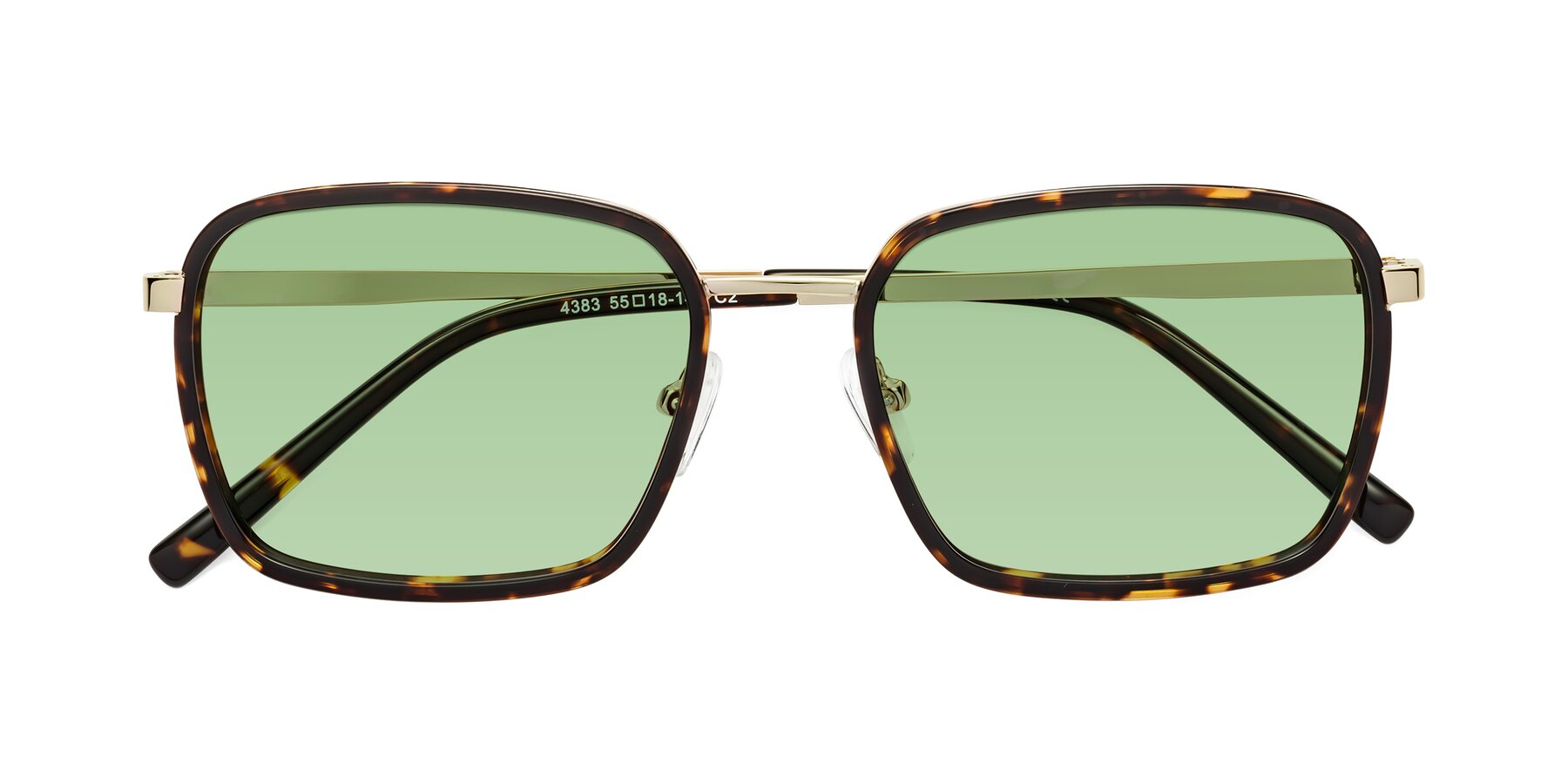 Folded Front of Sunflower in Tortoise-Gold with Medium Green Tinted Lenses