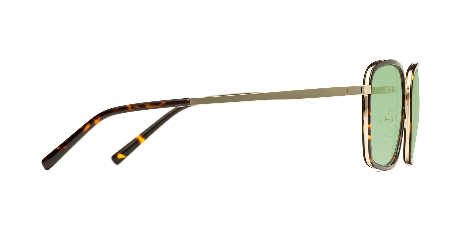 Side of Sunflower in Tortoise-Gold with Medium Green Tinted Lenses