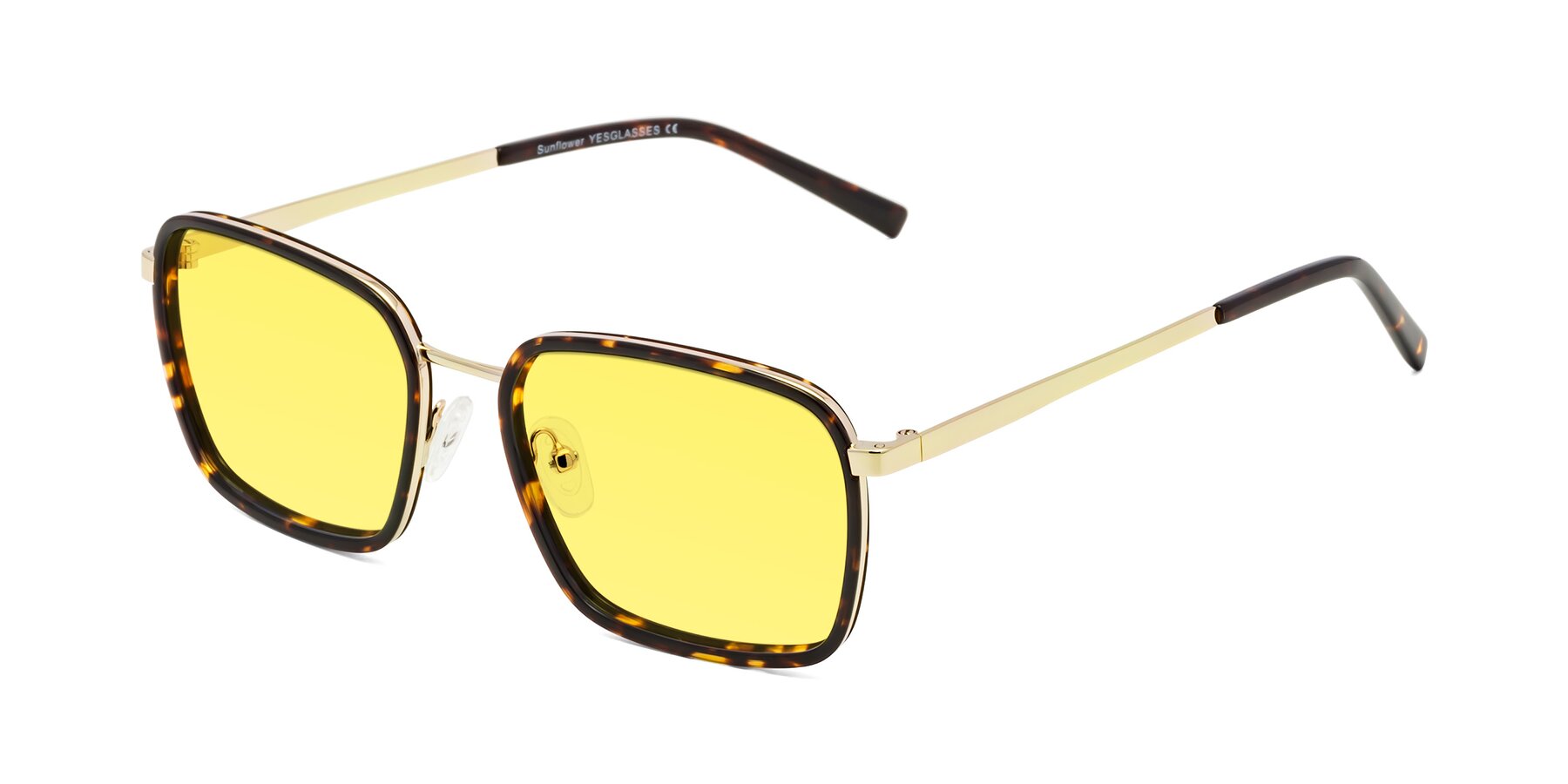 Angle of Sunflower in Tortoise-Gold with Medium Yellow Tinted Lenses