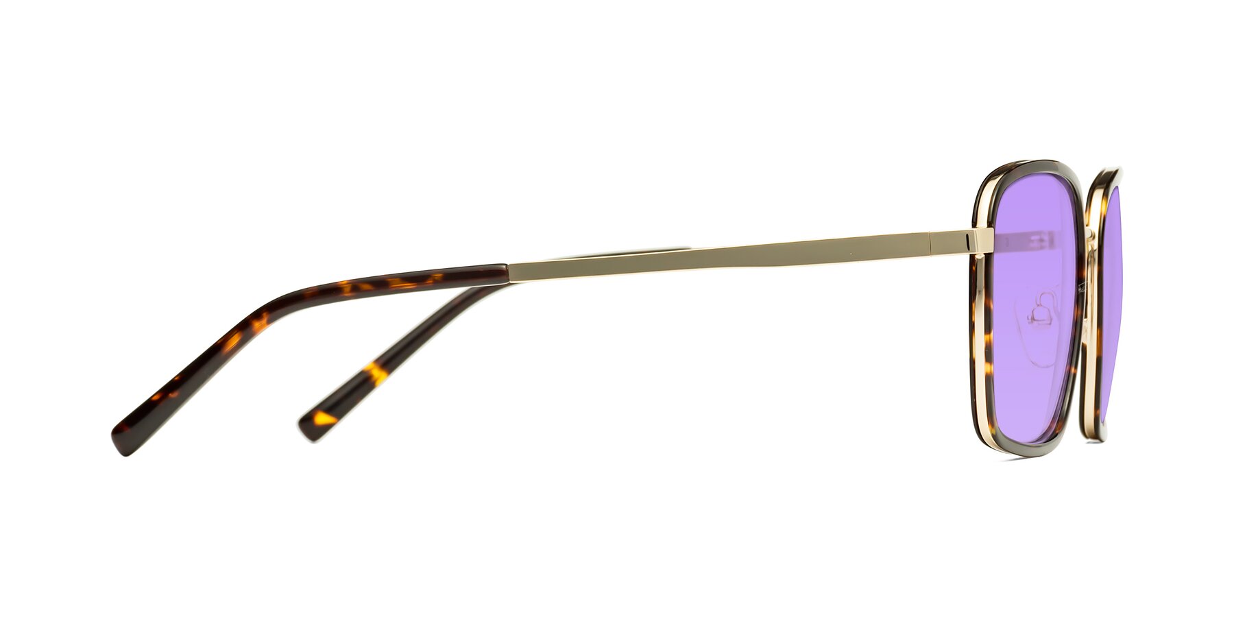 Side of Sunflower in Tortoise-Gold with Medium Purple Tinted Lenses