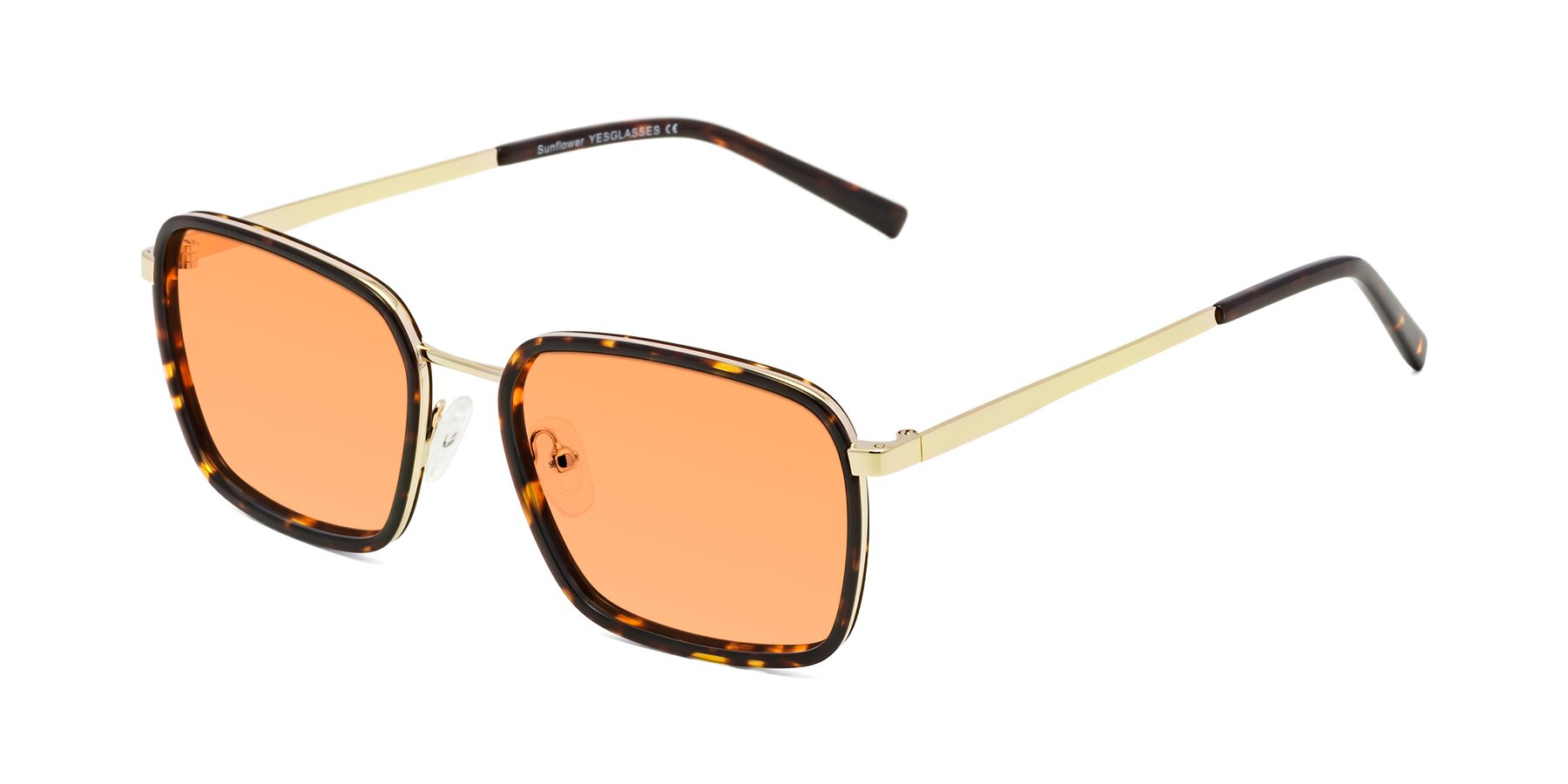 Angle of Sunflower in Tortoise-Gold with Medium Orange Tinted Lenses