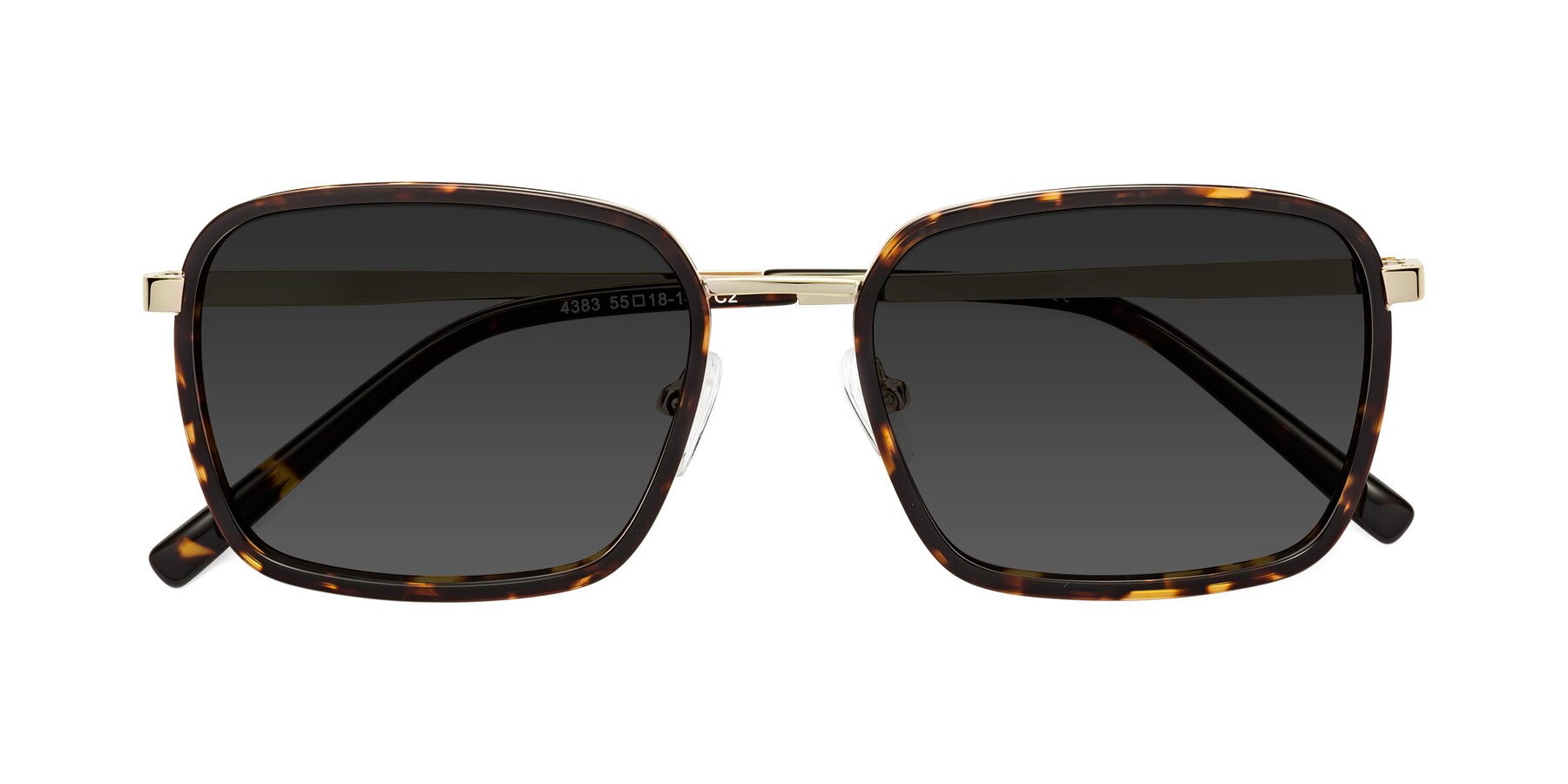 Folded Front of Sunflower in Tortoise-Gold with Gray Tinted Lenses