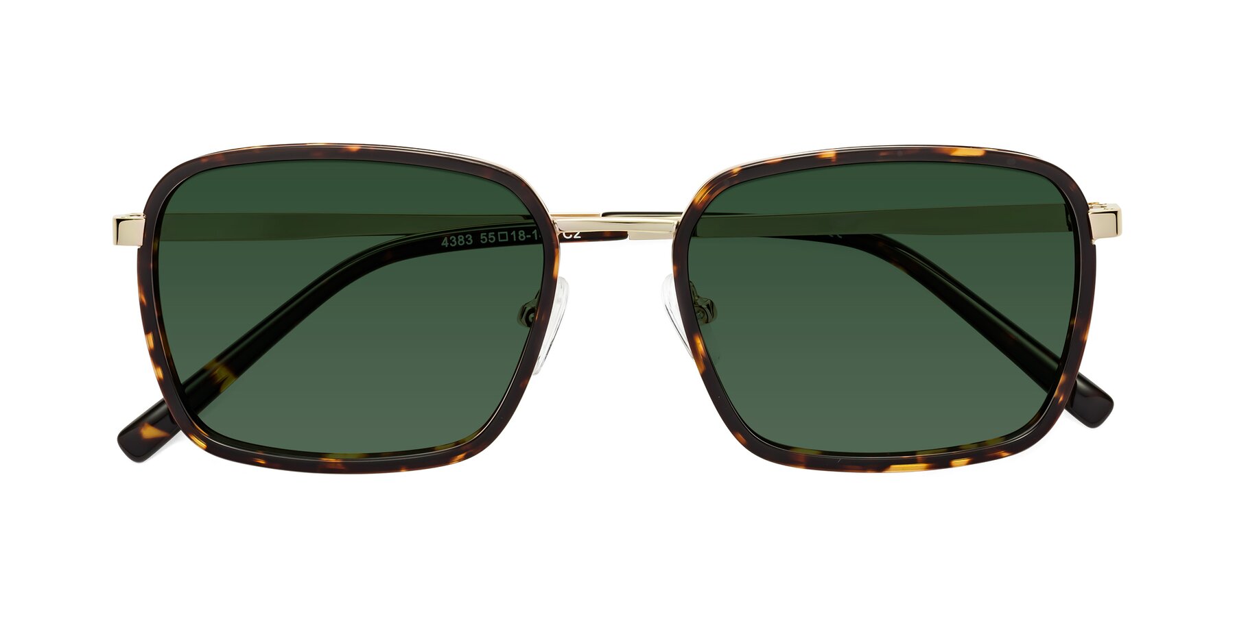 Folded Front of Sunflower in Tortoise-Gold with Green Tinted Lenses