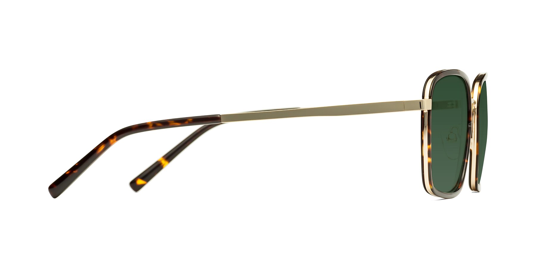 Side of Sunflower in Tortoise-Gold with Green Tinted Lenses