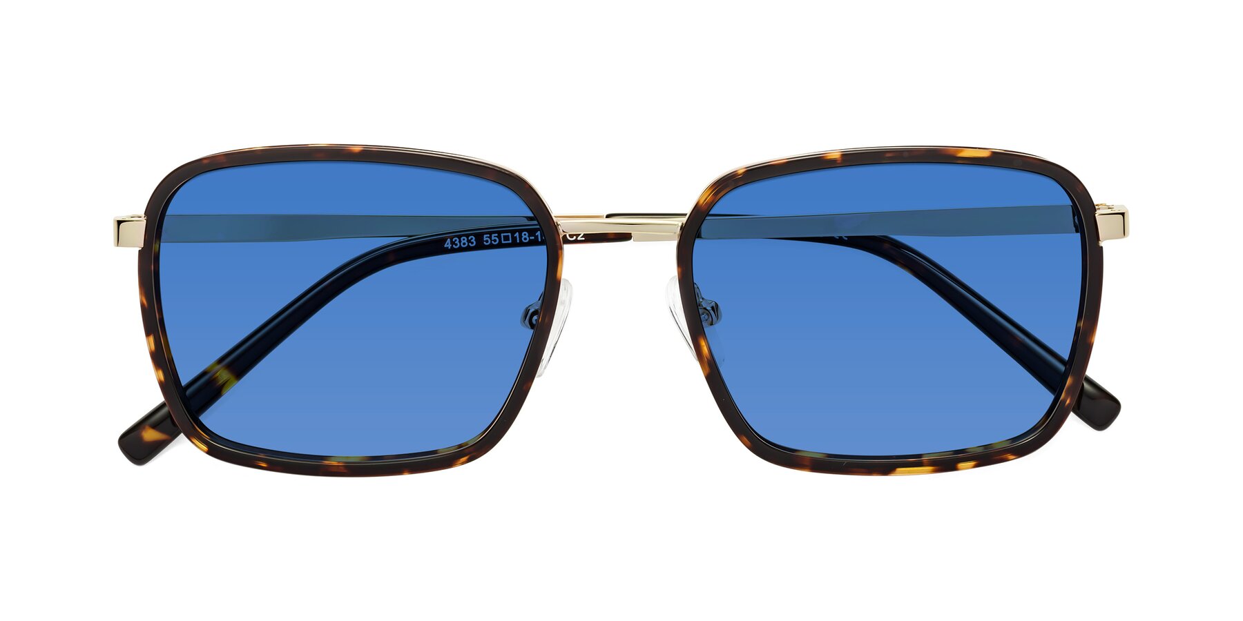 Folded Front of Sunflower in Tortoise-Gold with Blue Tinted Lenses