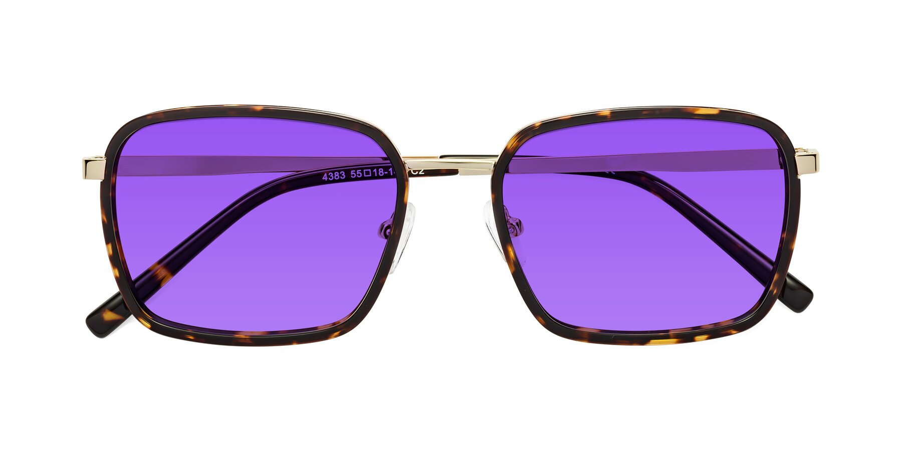 Folded Front of Sunflower in Tortoise-Gold with Purple Tinted Lenses