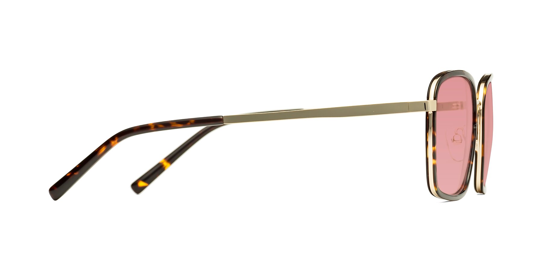 Side of Sunflower in Tortoise-Gold with Medium Garnet Tinted Lenses