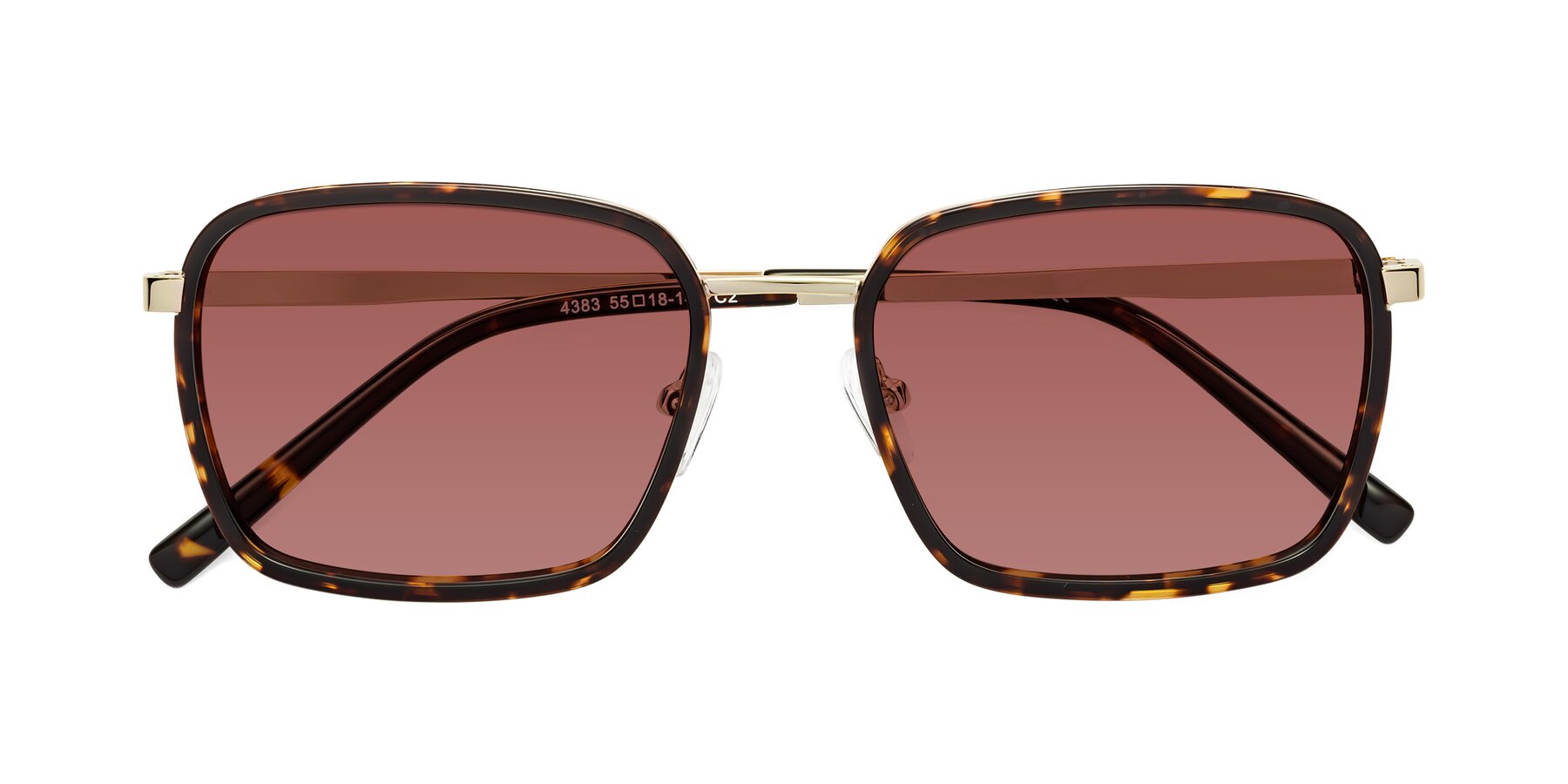 Folded Front of Sunflower in Tortoise-Gold with Garnet Tinted Lenses