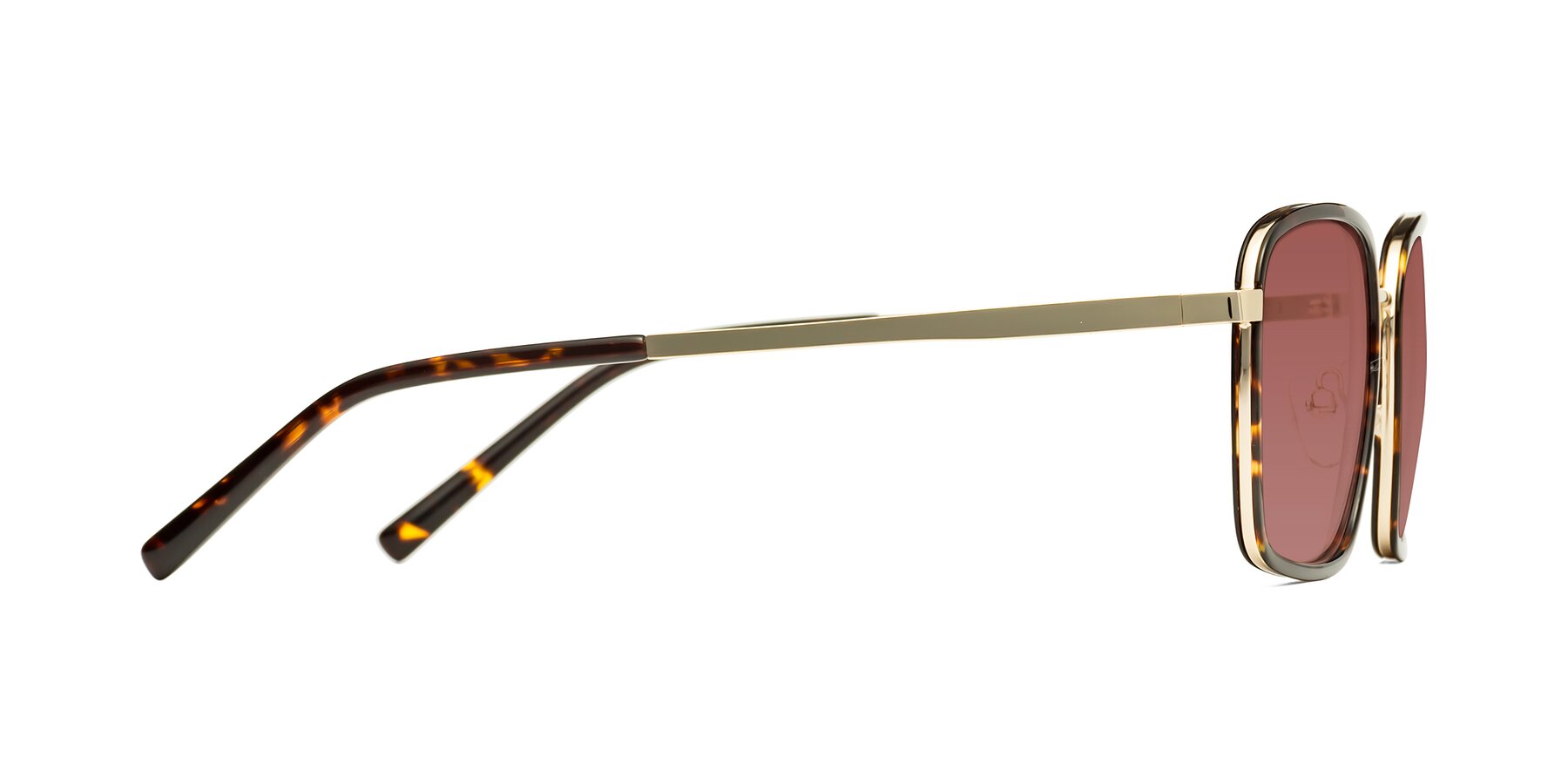 Side of Sunflower in Tortoise-Gold with Garnet Tinted Lenses