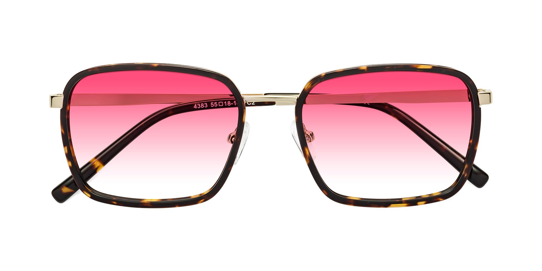 Folded Front of Sunflower in Tortoise-Gold with Pink Gradient Lenses