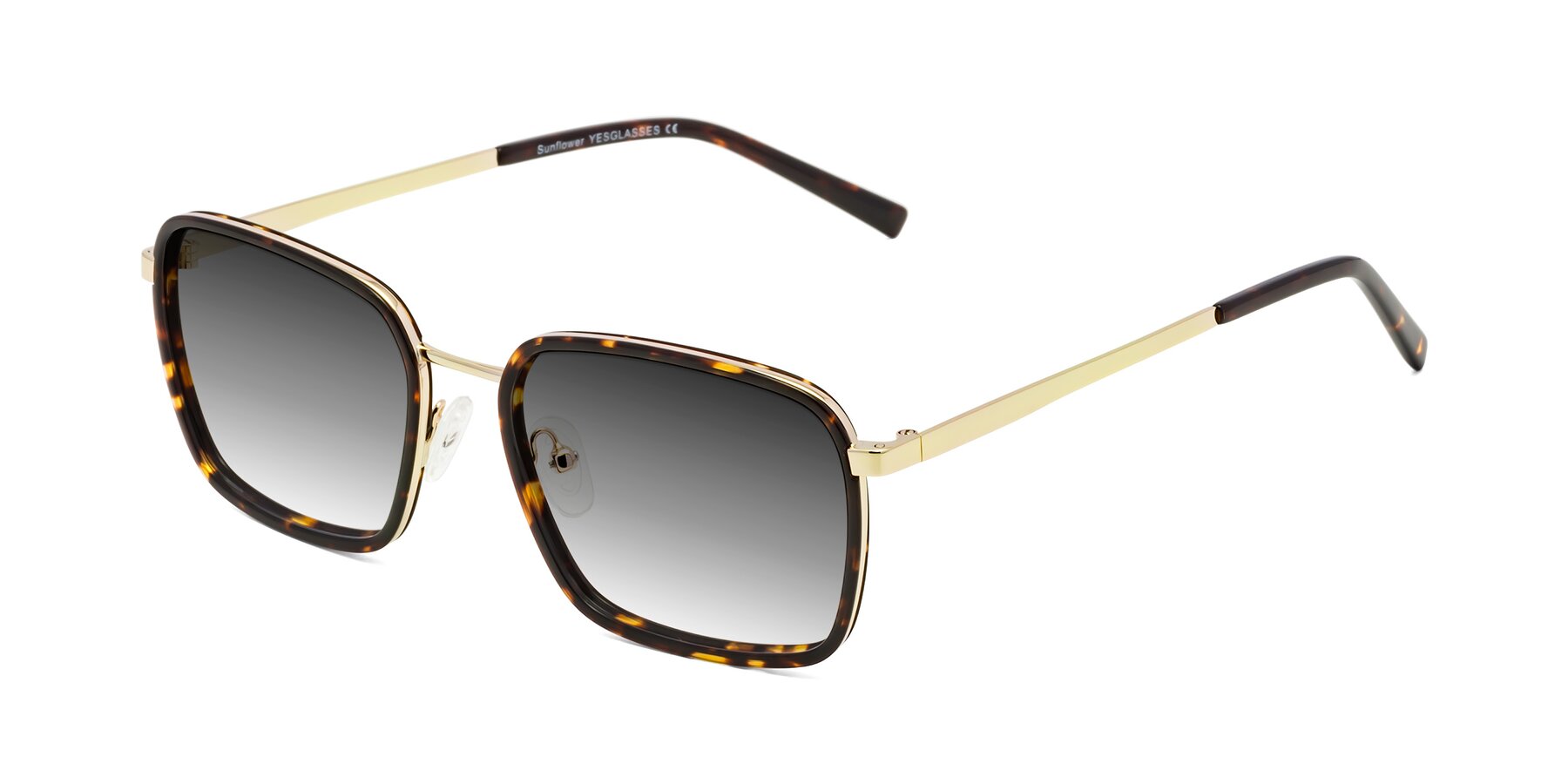 Angle of Sunflower in Tortoise-Gold with Gray Gradient Lenses