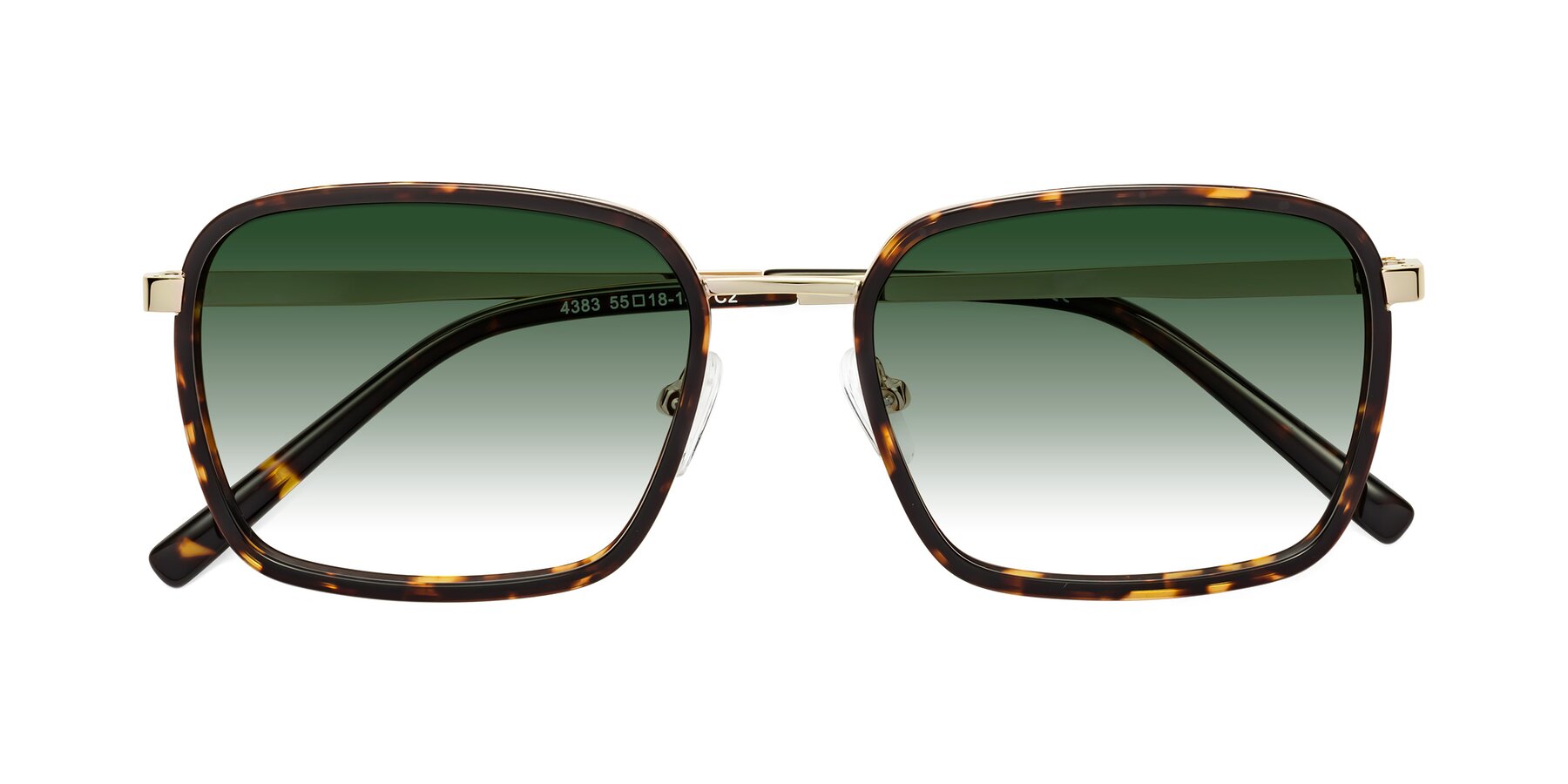 Folded Front of Sunflower in Tortoise-Gold with Green Gradient Lenses