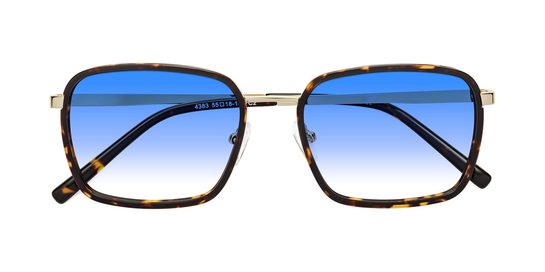 Folded Front of Sunflower in Tortoise-Gold with Blue Gradient Lenses