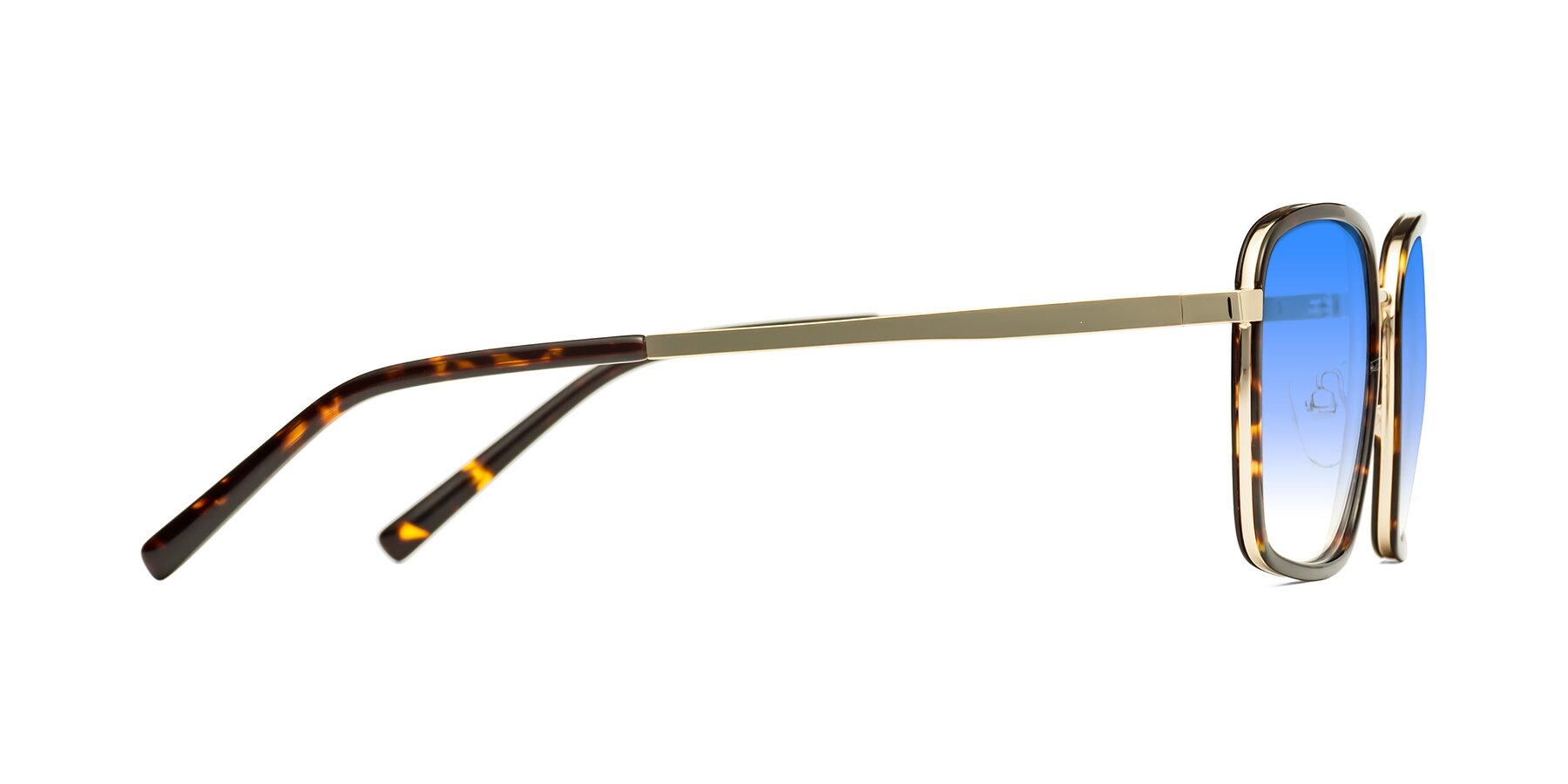 Side of Sunflower in Tortoise-Gold with Blue Gradient Lenses