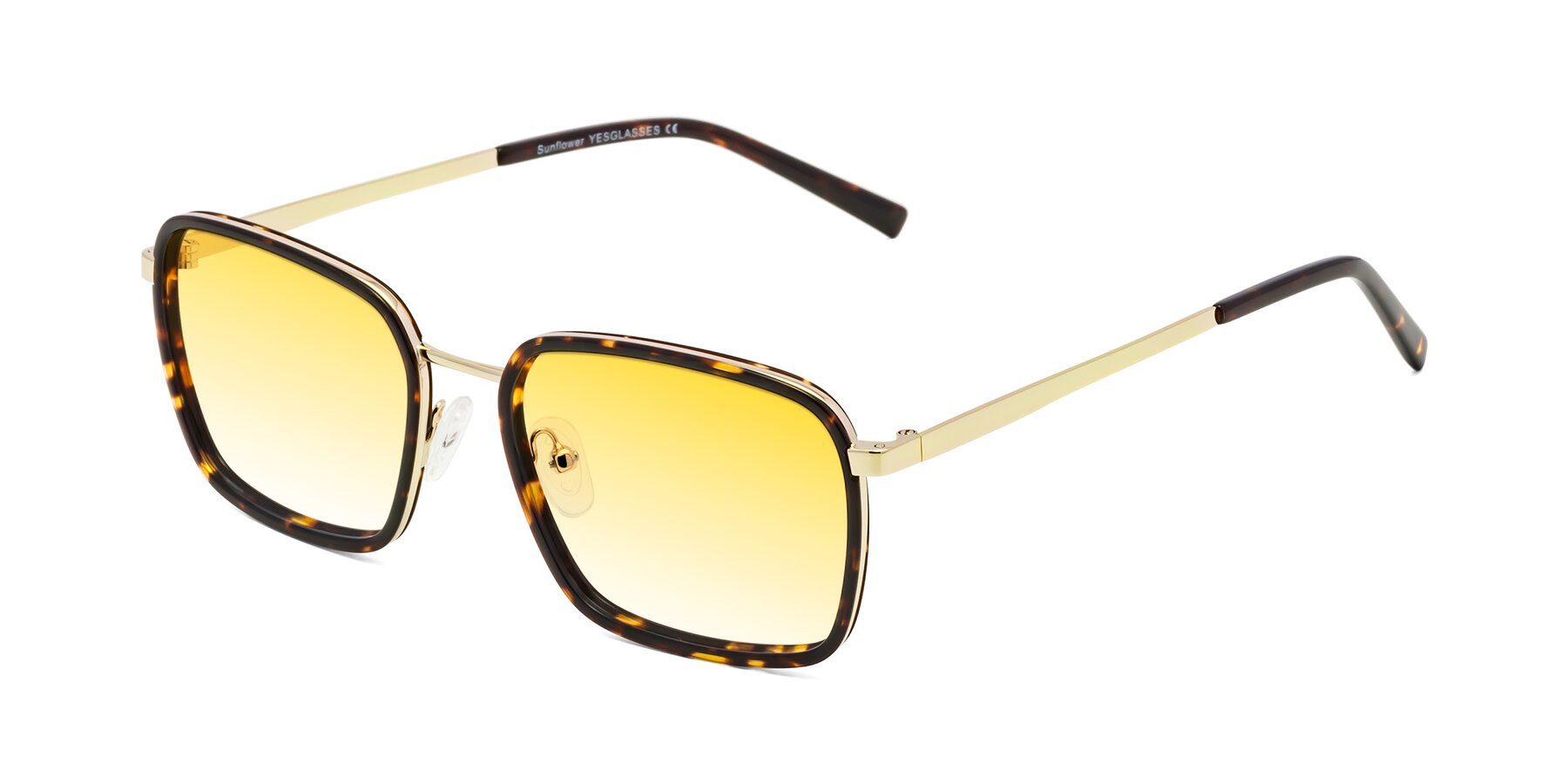 Angle of Sunflower in Tortoise-Gold with Yellow Gradient Lenses