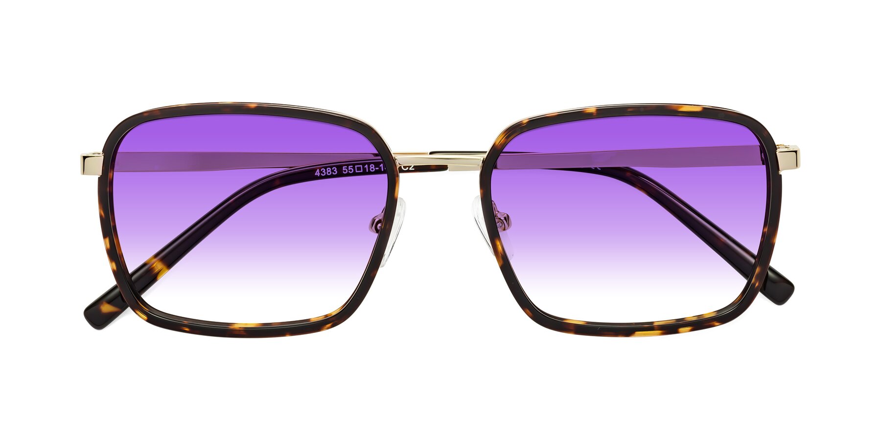 Folded Front of Sunflower in Tortoise-Gold with Purple Gradient Lenses