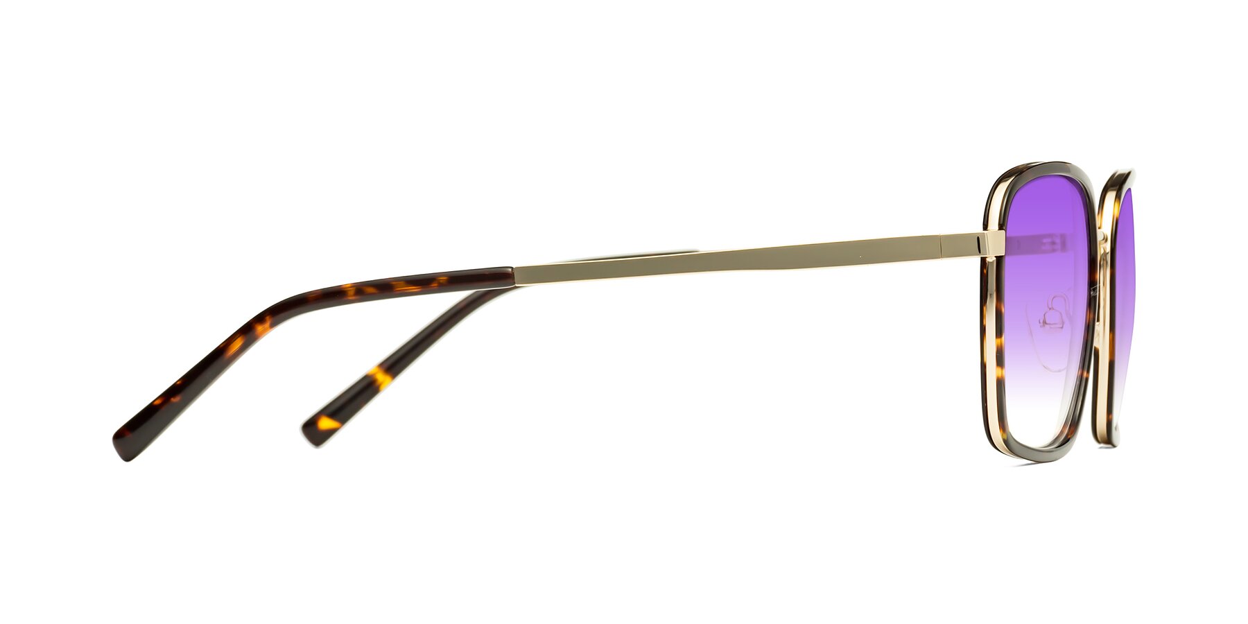 Side of Sunflower in Tortoise-Gold with Purple Gradient Lenses