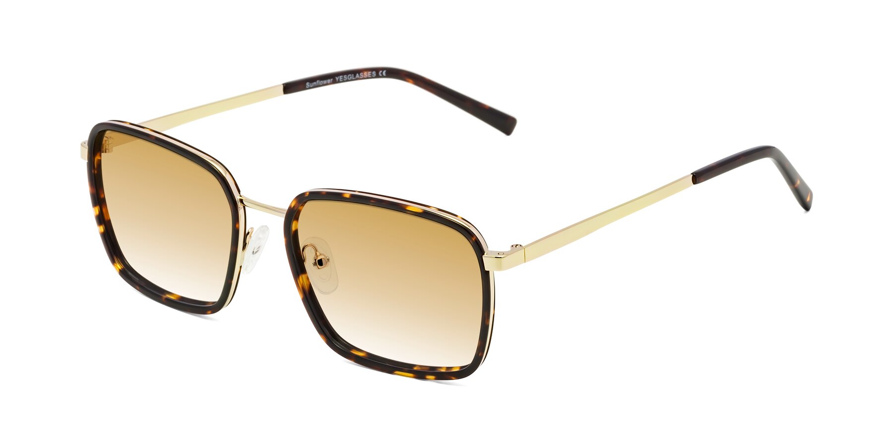 Angle of Sunflower in Tortoise-Gold with Champagne Gradient Lenses