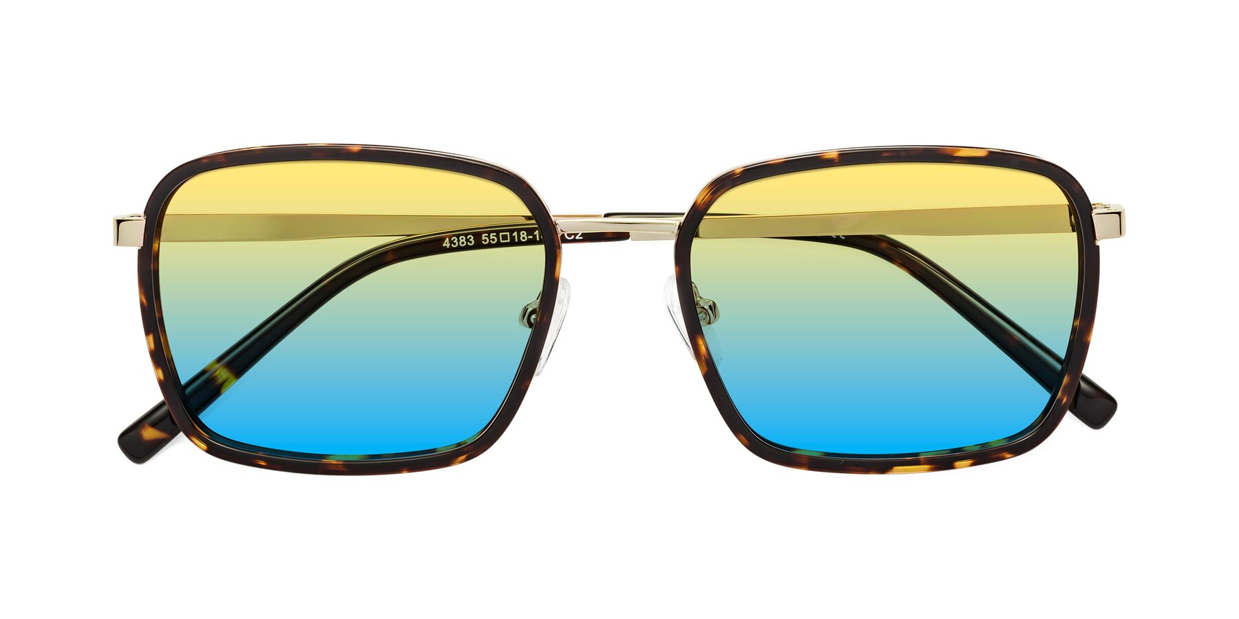 Folded Front of Sunflower in Tortoise-Gold with Yellow / Blue Gradient Lenses
