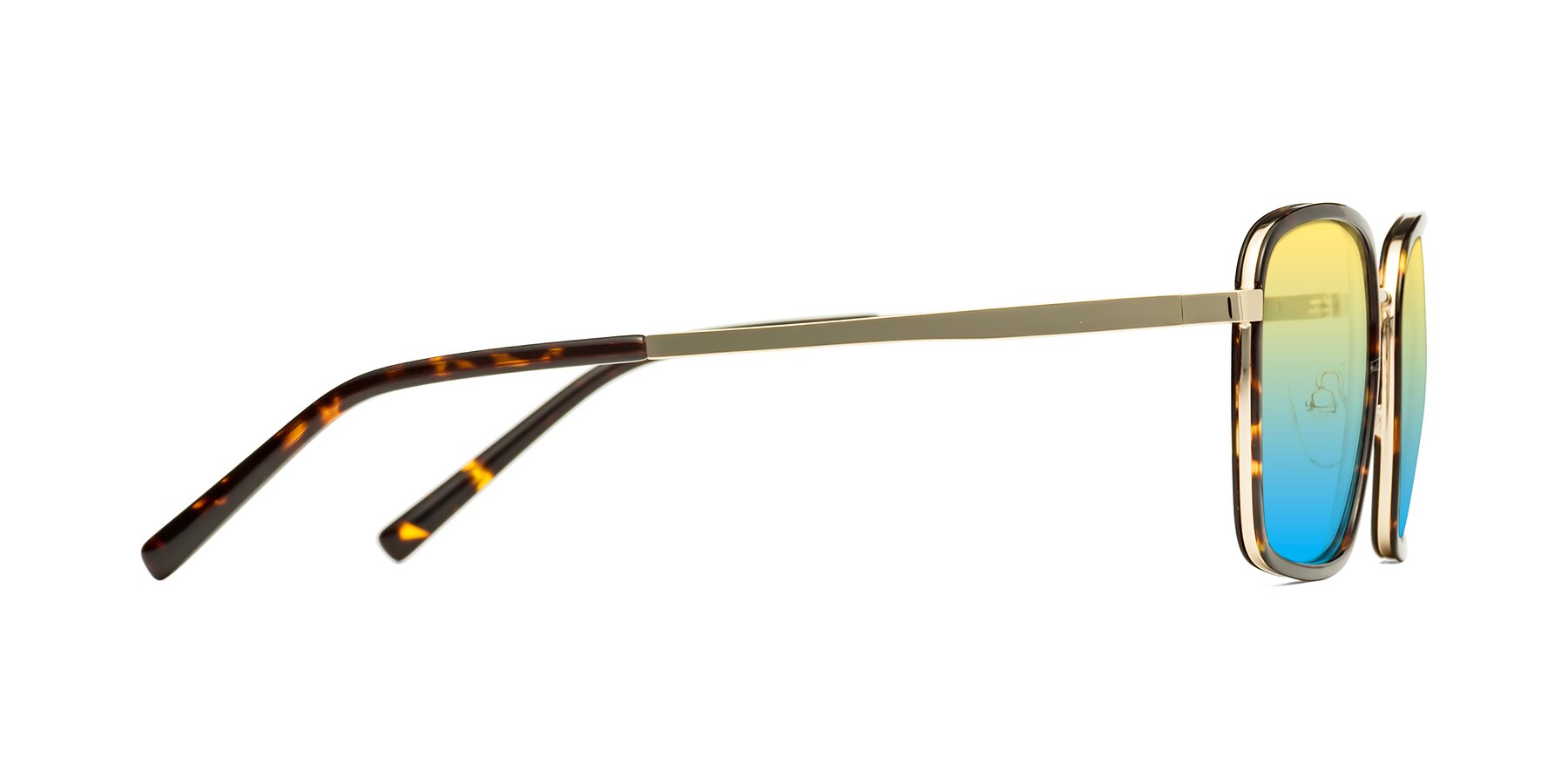 Side of Sunflower in Tortoise-Gold with Yellow / Blue Gradient Lenses
