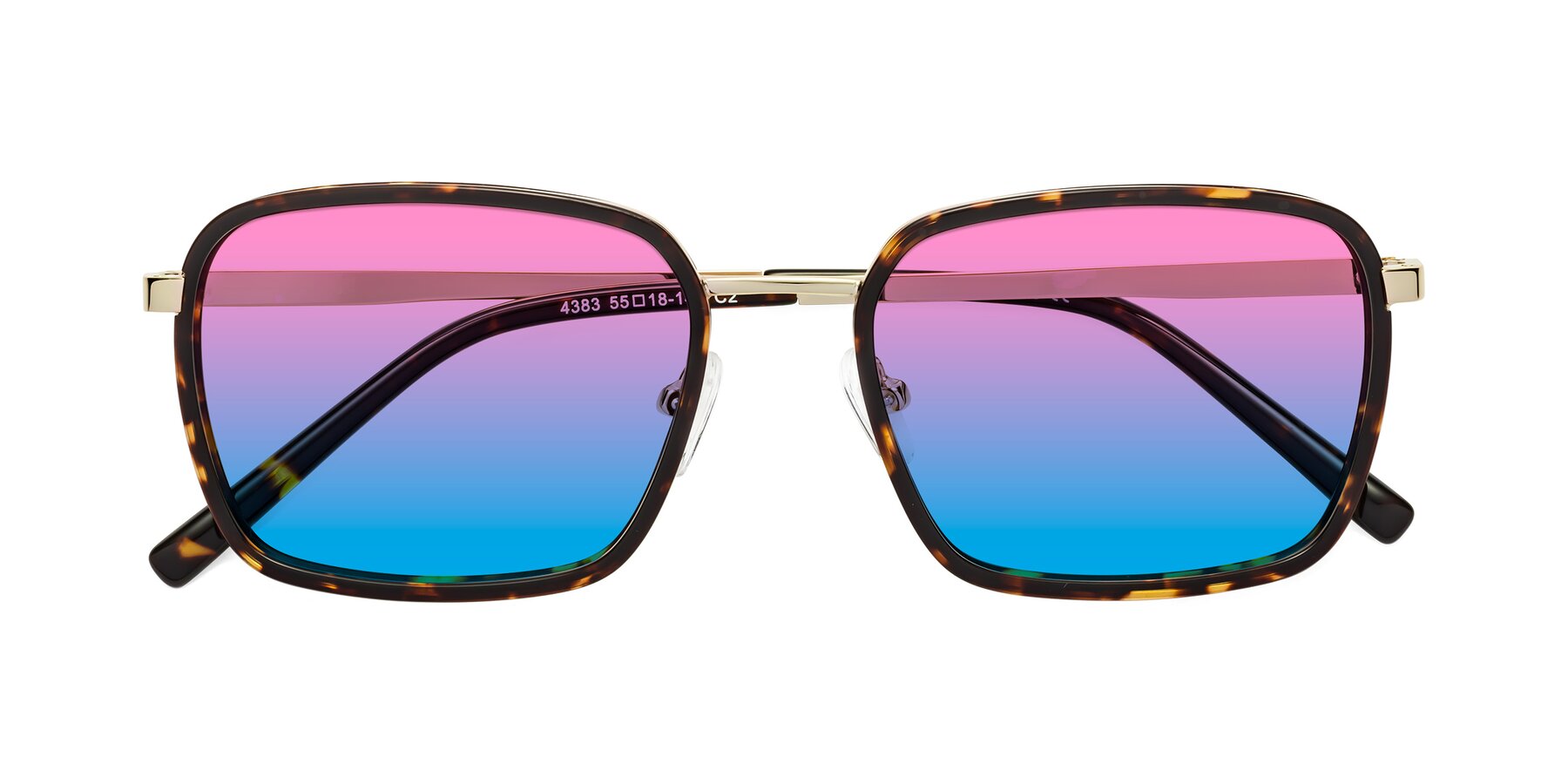 Folded Front of Sunflower in Tortoise-Gold with Pink / Blue Gradient Lenses