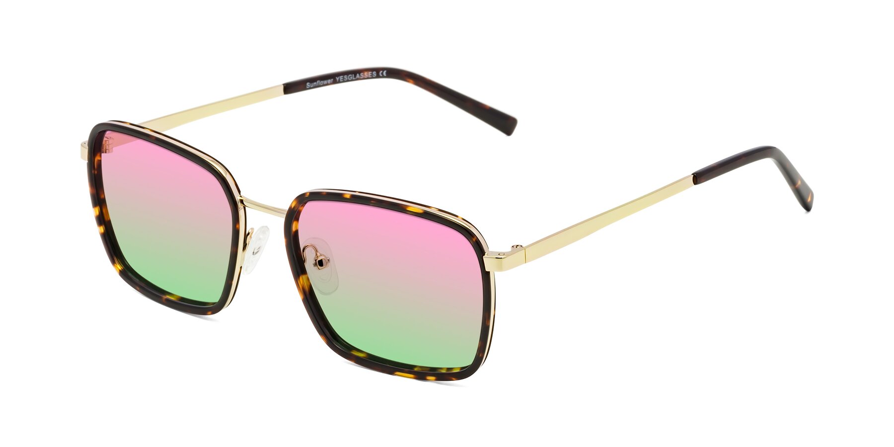 Angle of Sunflower in Tortoise-Gold with Pink / Green Gradient Lenses