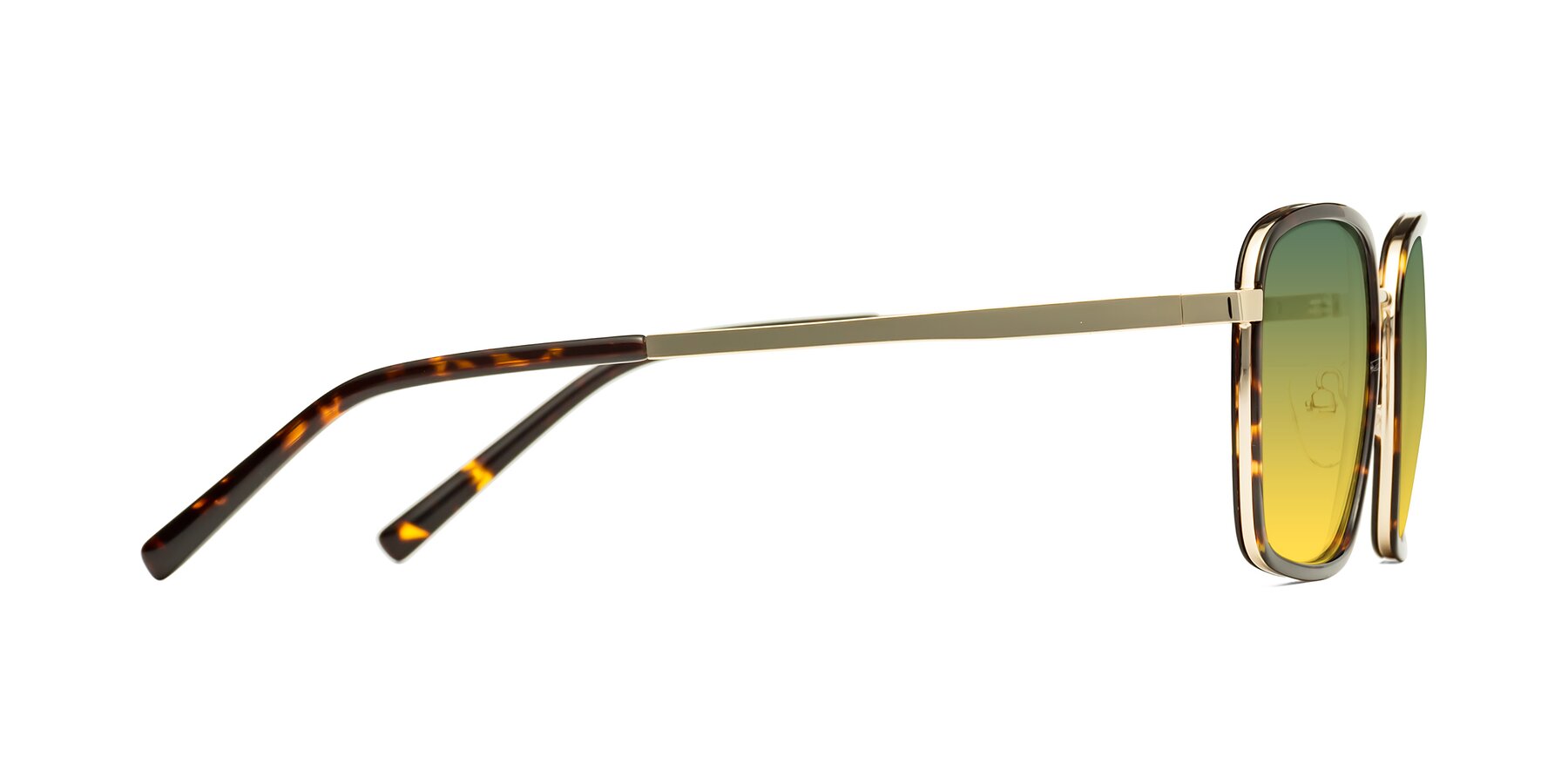 Side of Sunflower in Tortoise-Gold with Green / Yellow Gradient Lenses