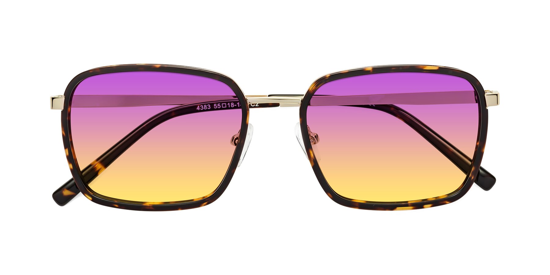 Folded Front of Sunflower in Tortoise-Gold with Purple / Yellow Gradient Lenses